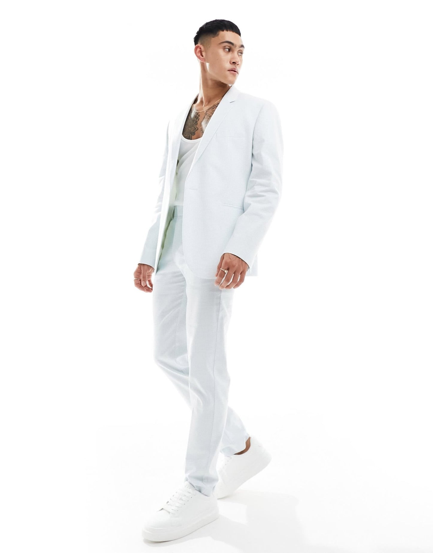 ASOS DESIGN slim gingham suit jacket in blue - ASOS Sample Sale EU Store