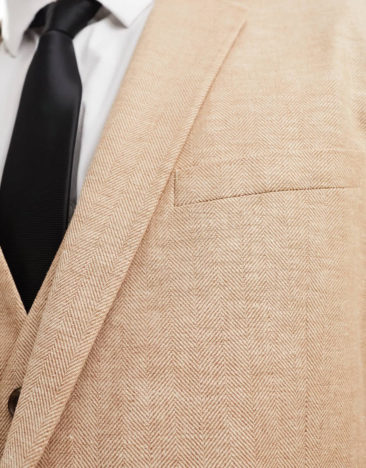 ASOS DESIGN slim herringbone suit jacket with linen in stone - ASOS Sample Sale EU Store