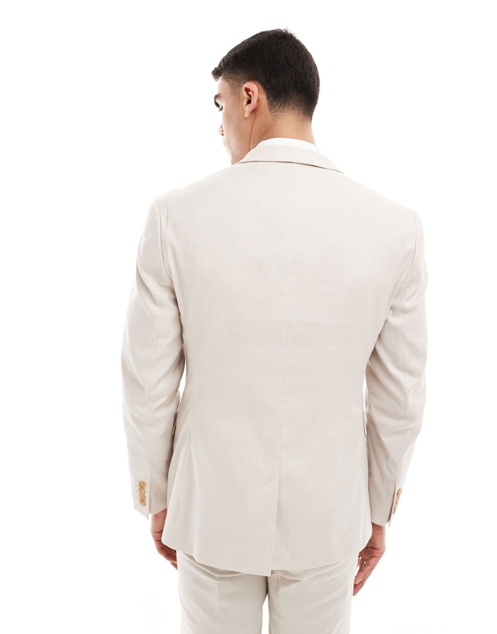 ASOS DESIGN slim linen blend suit jacket in stone - ASOS Sample Sale EU Store
