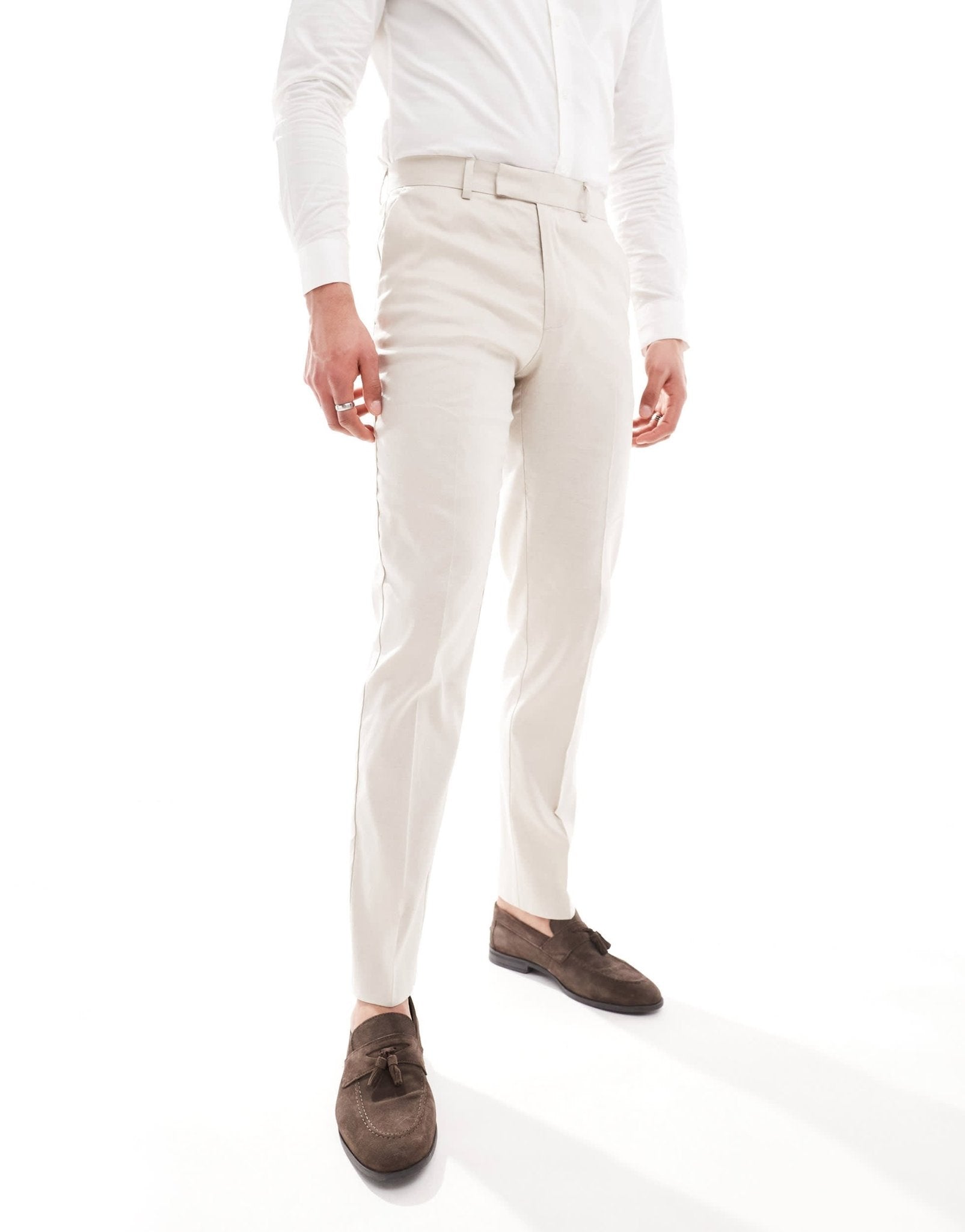 ASOS DESIGN slim linen blend suit trousers in stone - ASOS Sample Sale EU Store
