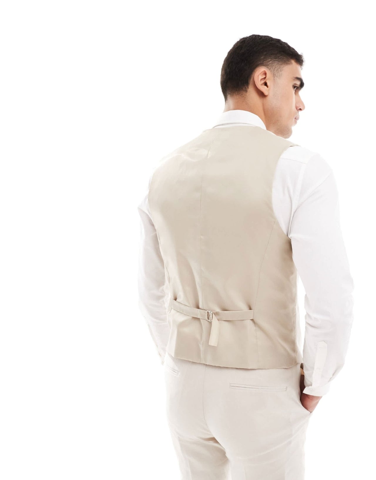 ASOS DESIGN slim linen blend suit waistcoat in stone - ASOS Sample Sale EU Store
