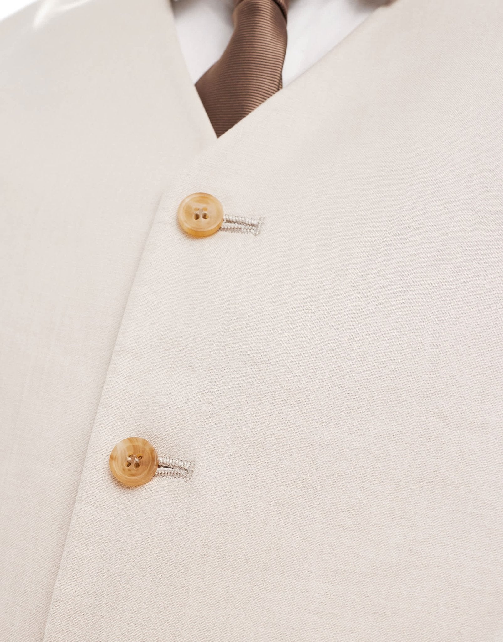ASOS DESIGN slim linen blend suit waistcoat in stone - ASOS Sample Sale EU Store