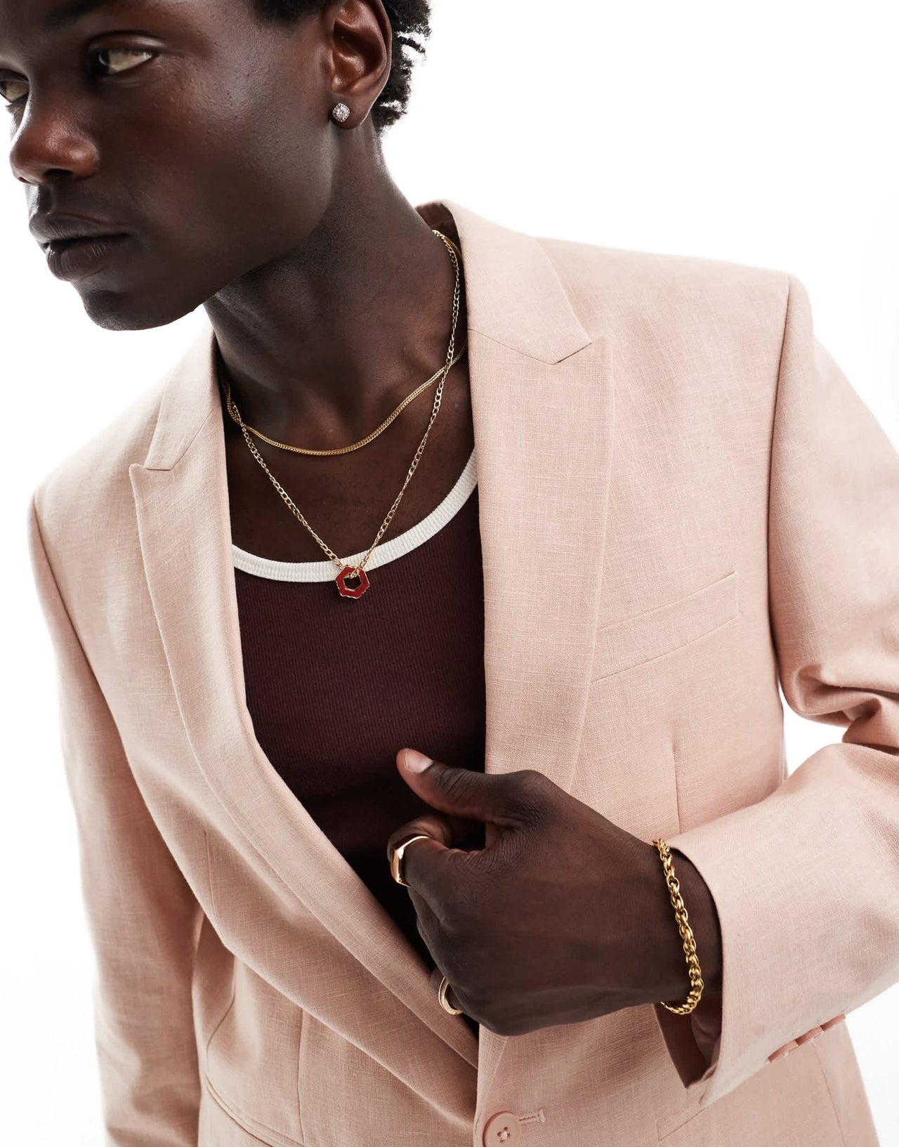 ASOS DESIGN slim linen look suit jacket in pink - ASOS Sample Sale EU Store