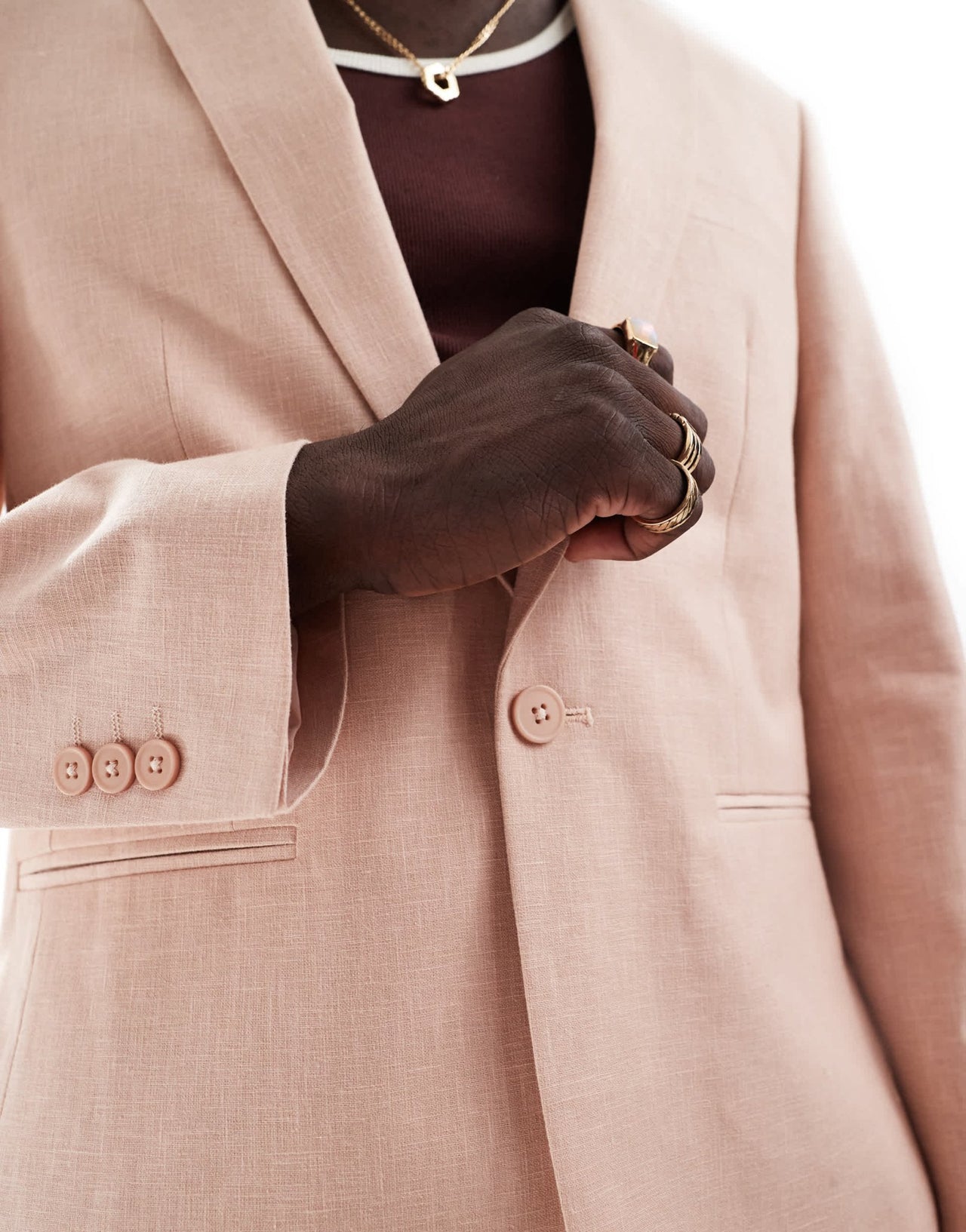 ASOS DESIGN slim linen look suit jacket in pink - ASOS Sample Sale EU Store