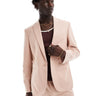 Chaqueta de traje slim con look de lino ASOS DESIGN en rosa