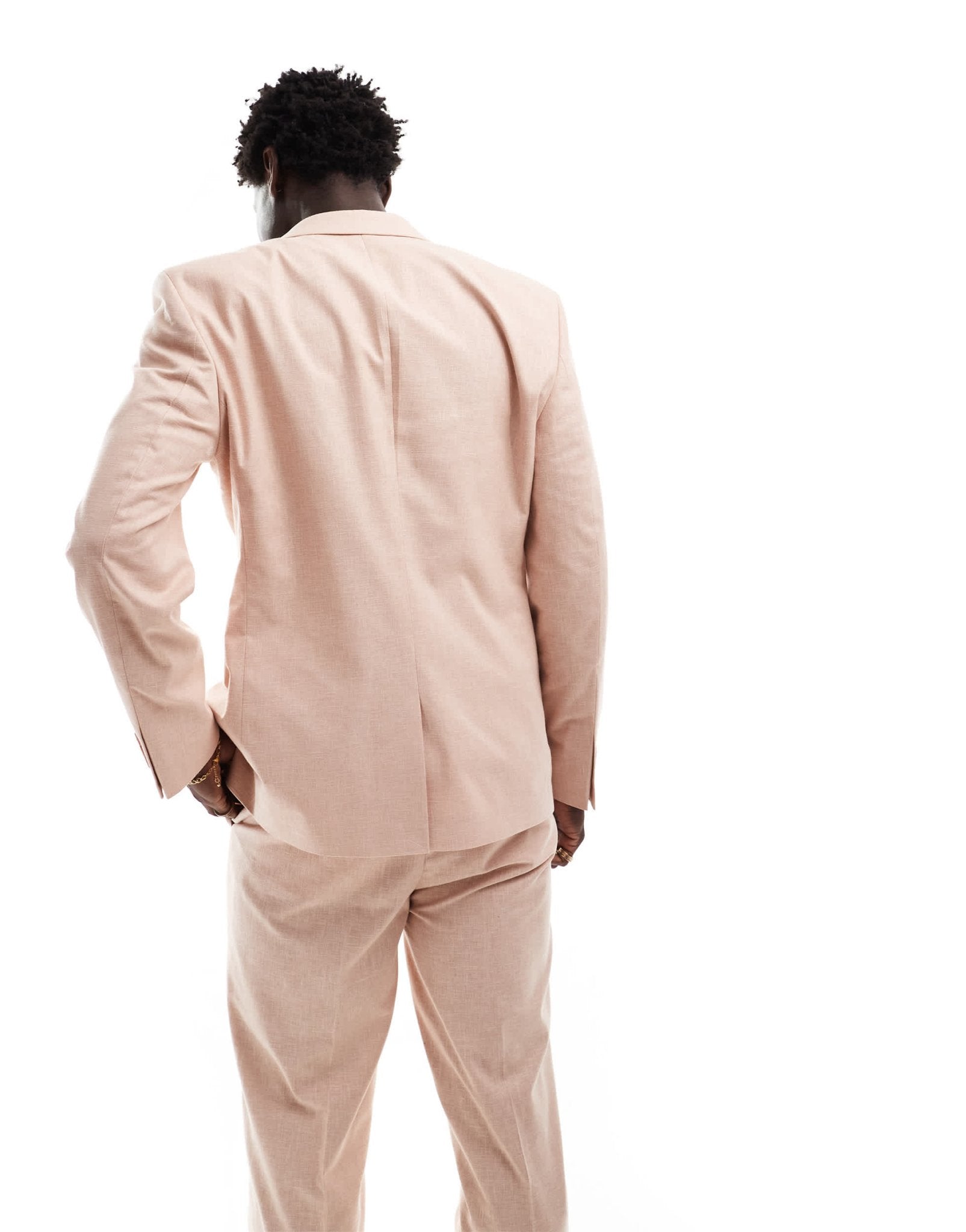 ASOS DESIGN slim linen look suit jacket in pink - ASOS Sample Sale EU Store