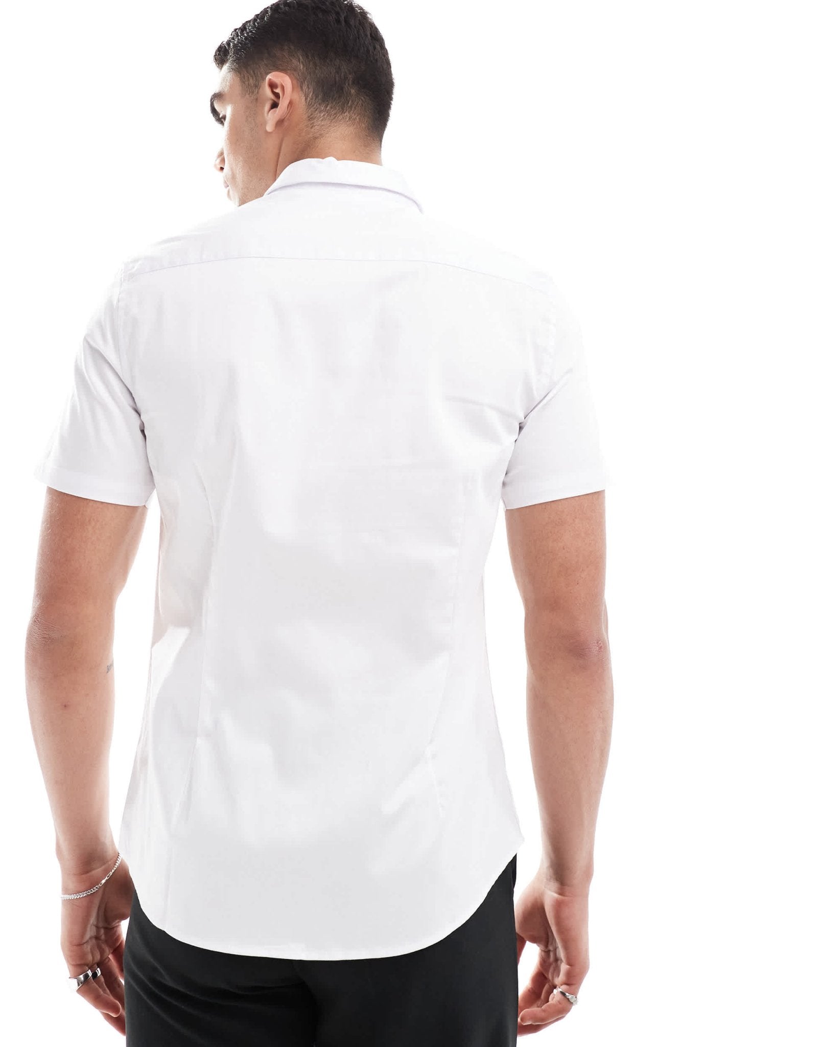 ASOS DESIGN slim sateen short sleeve shirt in white - ASOS Sample Sale EU Store