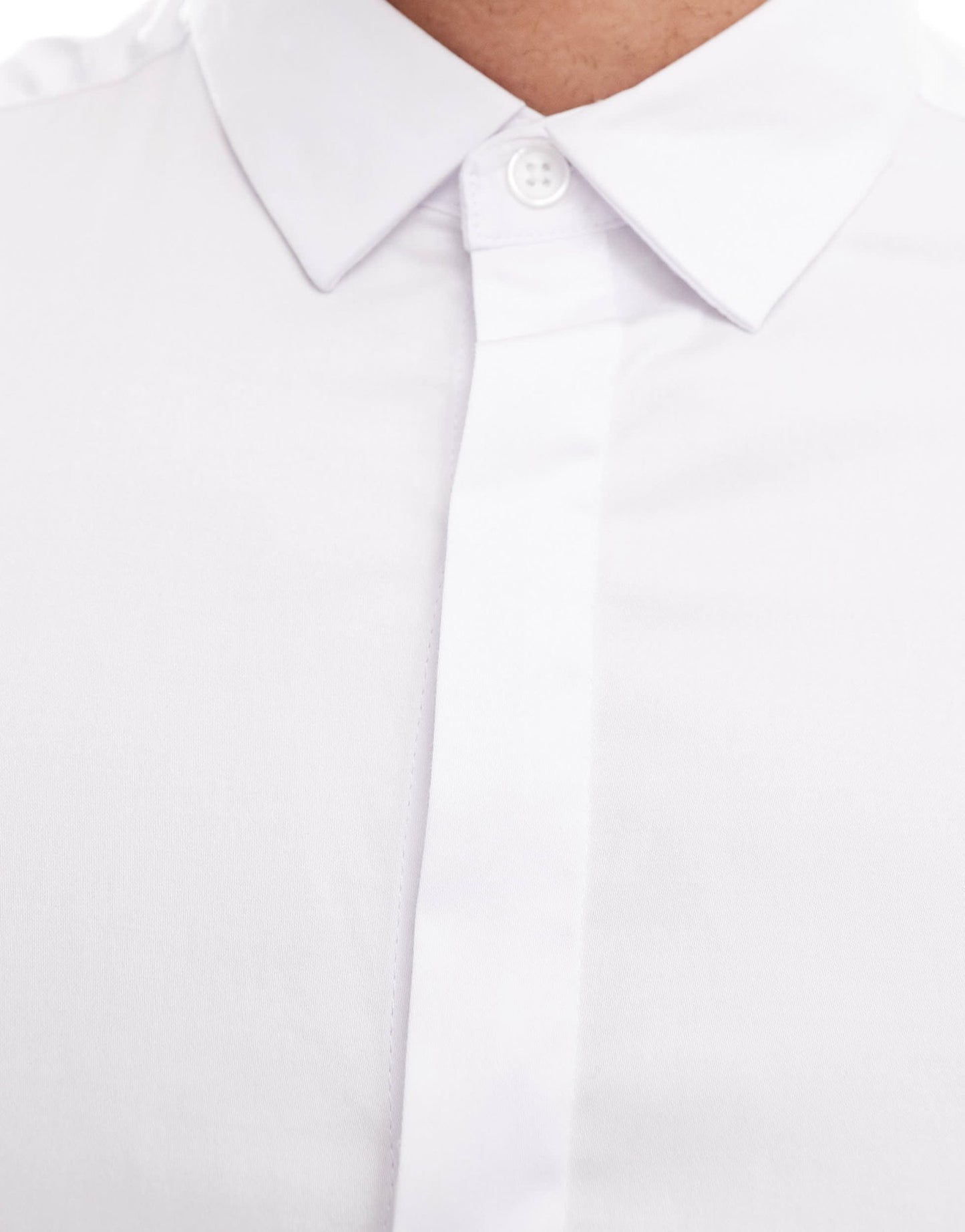 ASOS DESIGN slim sateen short sleeve shirt in white - ASOS Sample Sale EU Store