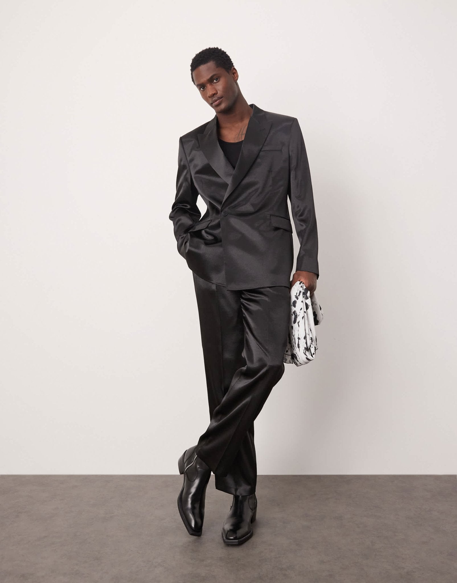 ASOS DESIGN slim suit jacket in black satin - ASOS Sample Sale EU Store