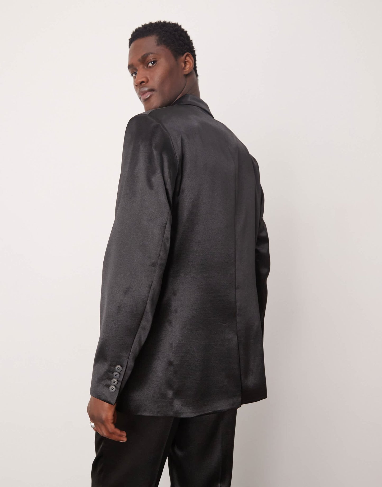 ASOS DESIGN slim suit jacket in black satin - ASOS Sample Sale EU Store