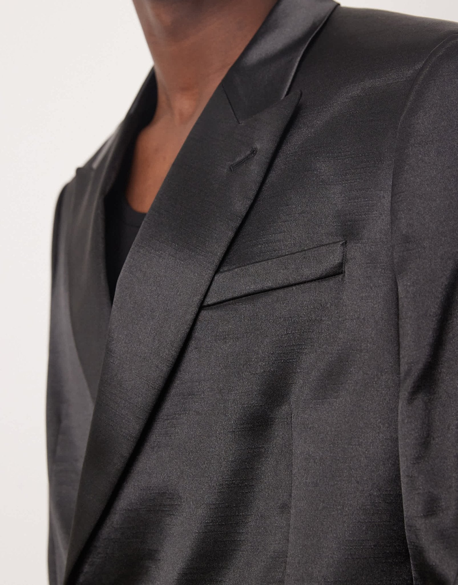 ASOS DESIGN slim suit jacket in black satin - ASOS Sample Sale EU Store