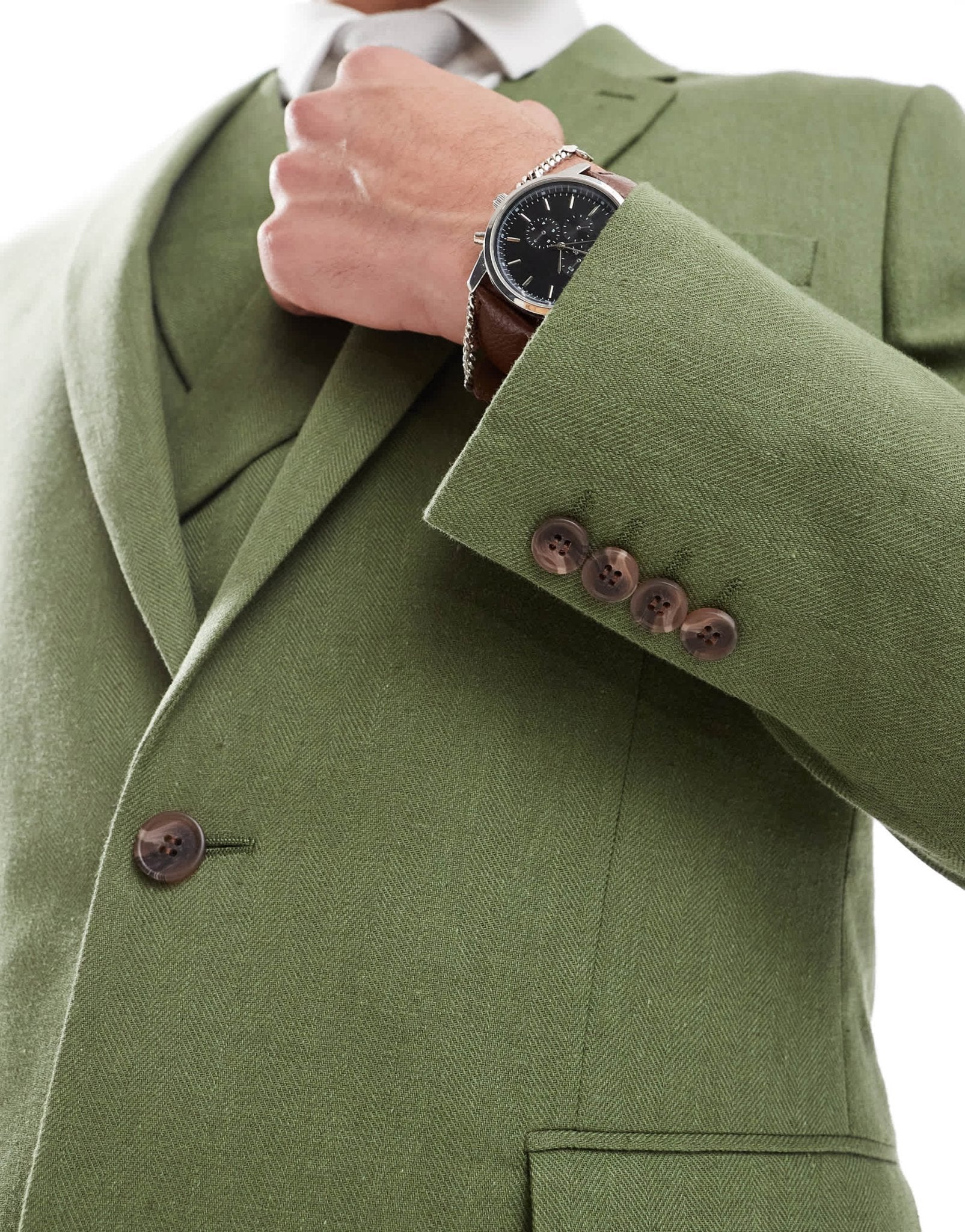 ASOS DESIGN slim suit jacket in dark green herringbone - ASOS Sample Sale EU Store