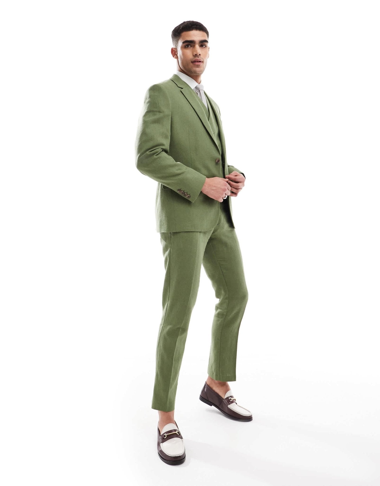 ASOS DESIGN slim suit jacket in dark green herringbone - ASOS Sample Sale EU Store
