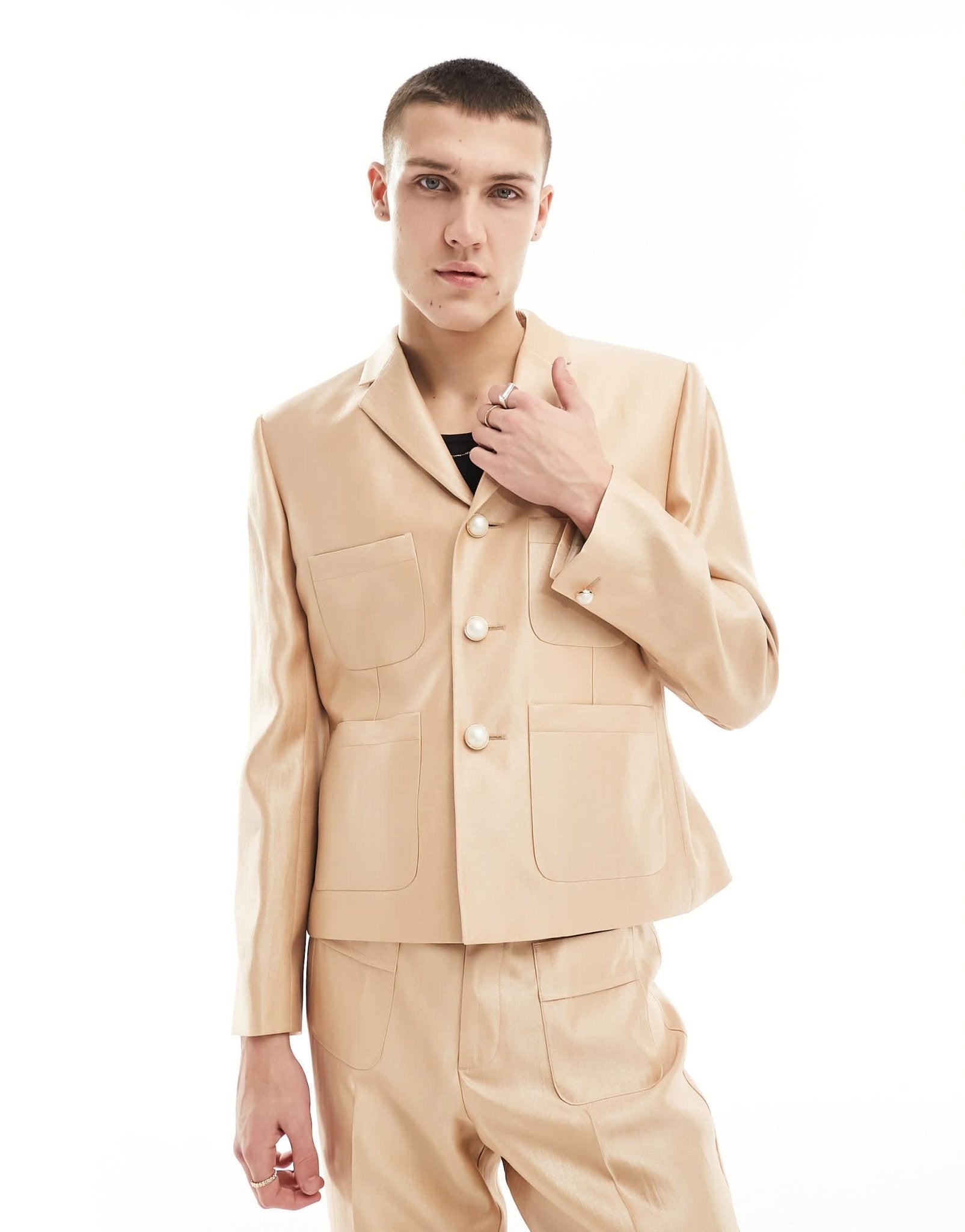 ASOS DESIGN slim suit jacket in gold - ASOS Sample Sale EU Store