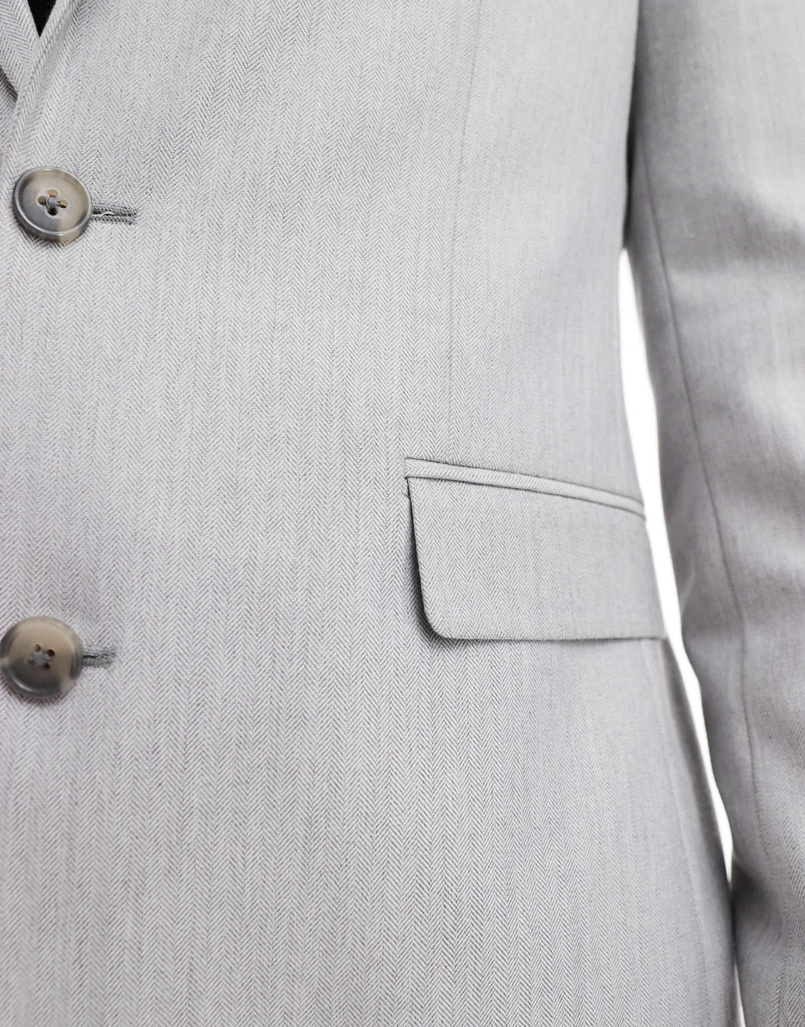 ASOS DESIGN slim suit jacket in grey herringbone - ASOS Sample Sale EU Store