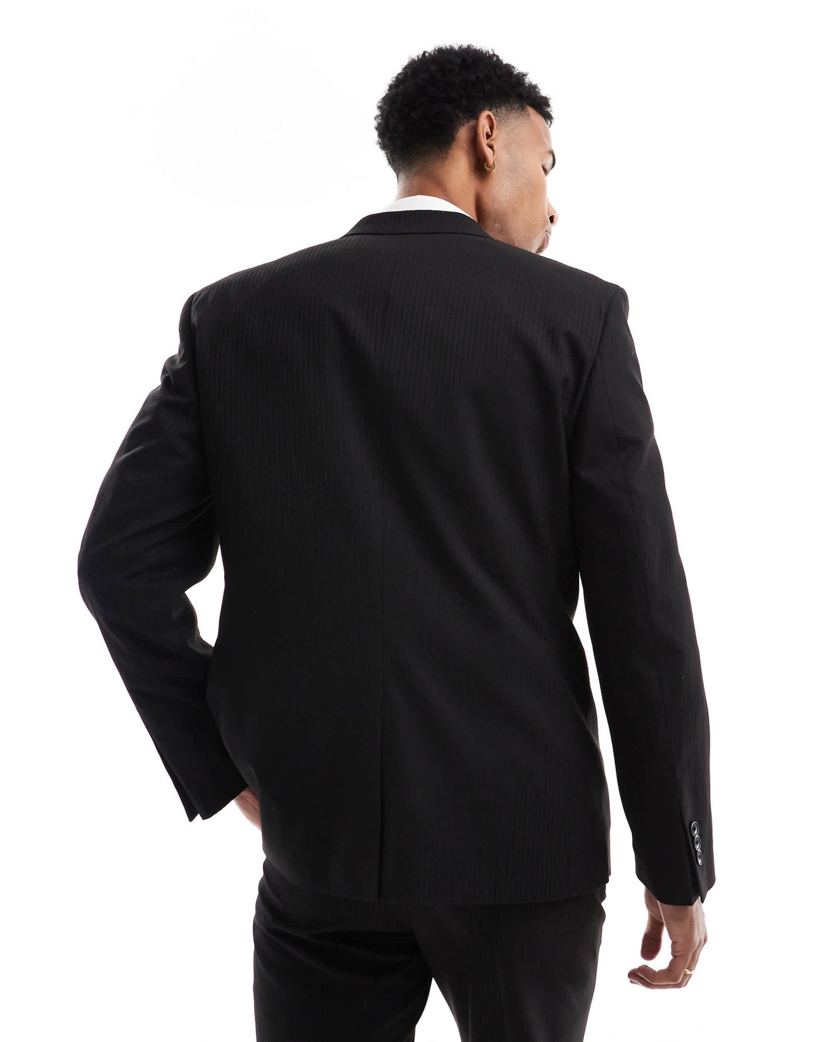 ASOS DESIGN slim suit jacket in subtle black herringbone - ASOS Sample Sale EU Store