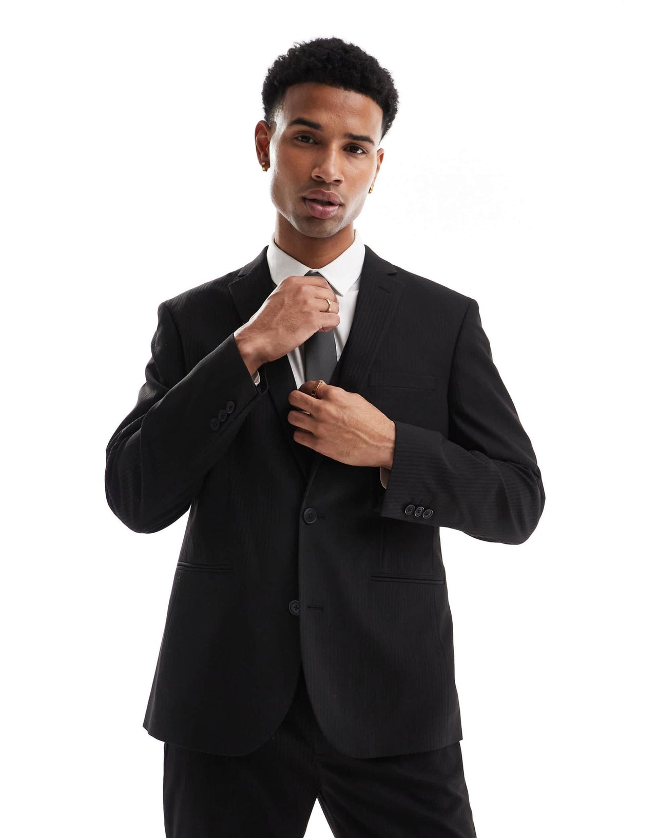ASOS DESIGN slim suit jacket in subtle black herringbone - ASOS Sample Sale EU Store