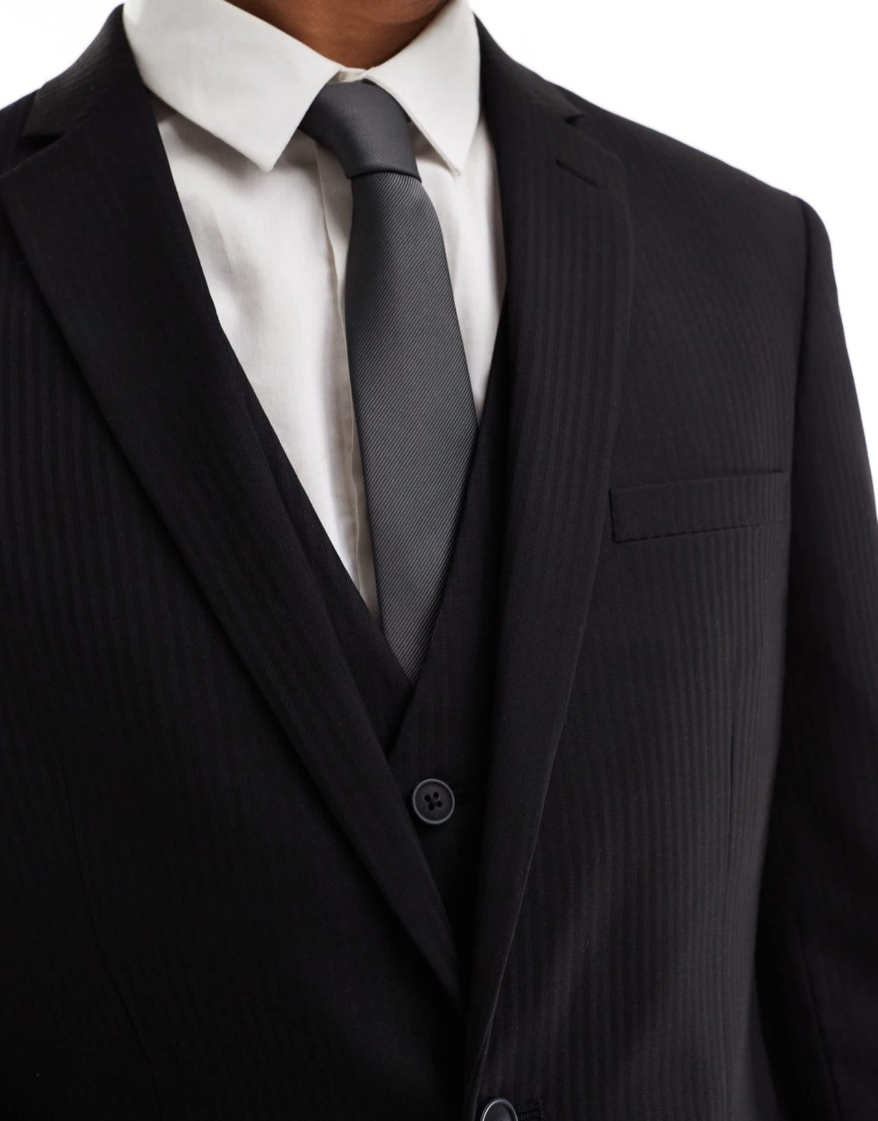 ASOS DESIGN slim suit jacket in subtle black herringbone - ASOS Sample Sale EU Store