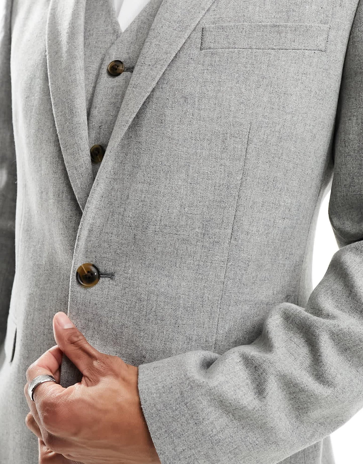 ASOS DESIGN slim suit jacket in wool mix texture in light grey - ASOS Sample Sale EU Store
