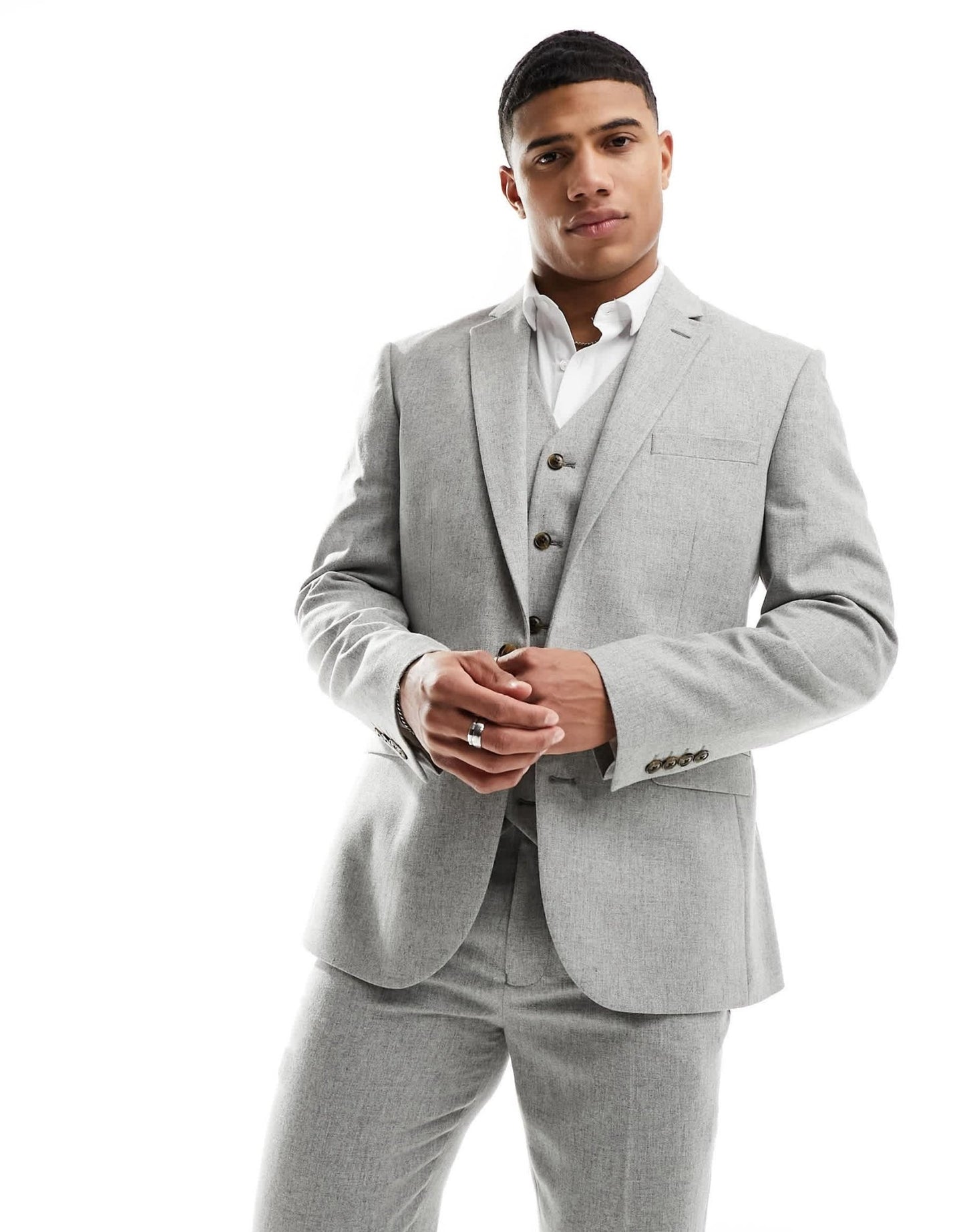 ASOS DESIGN slim suit jacket in wool mix texture in light grey - ASOS Sample Sale EU Store