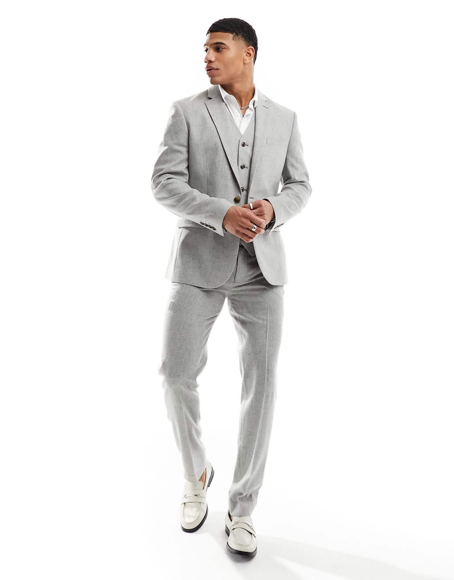 ASOS DESIGN slim suit jacket in wool mix texture in light grey - ASOS Sample Sale EU Store