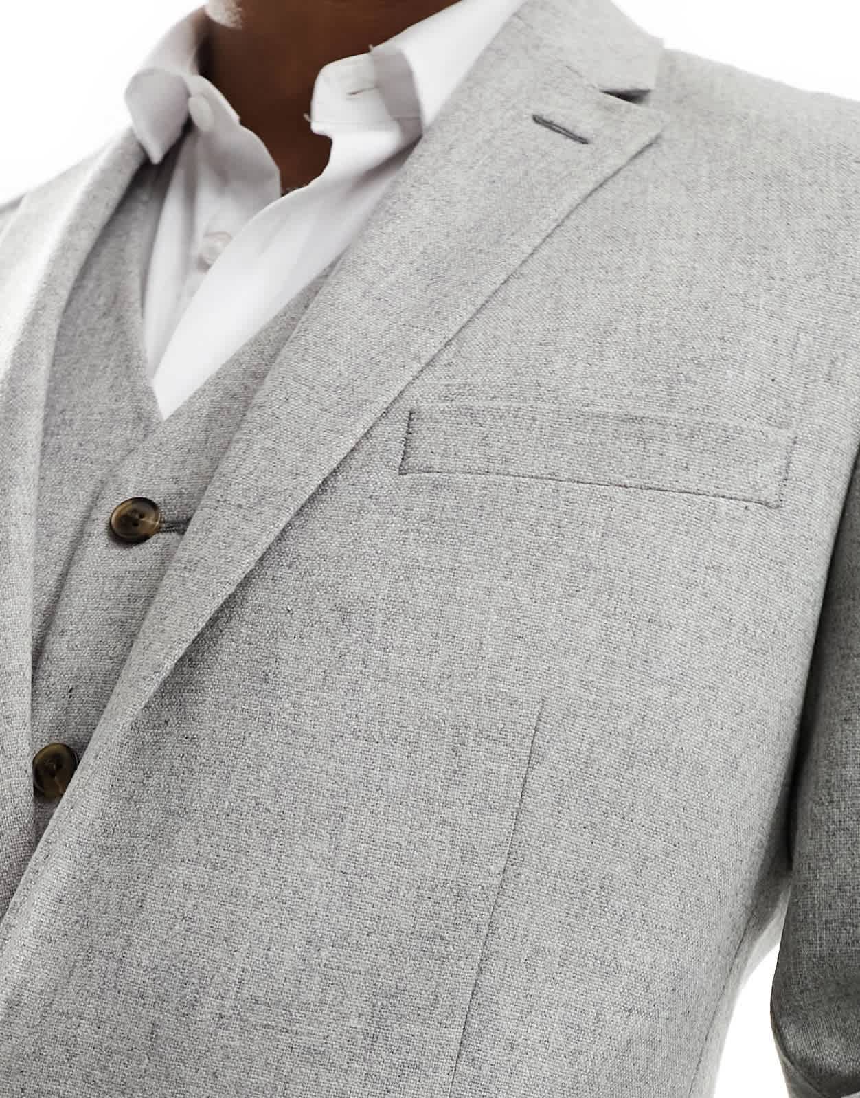 ASOS DESIGN slim suit jacket in wool mix texture in light grey - ASOS Sample Sale EU Store