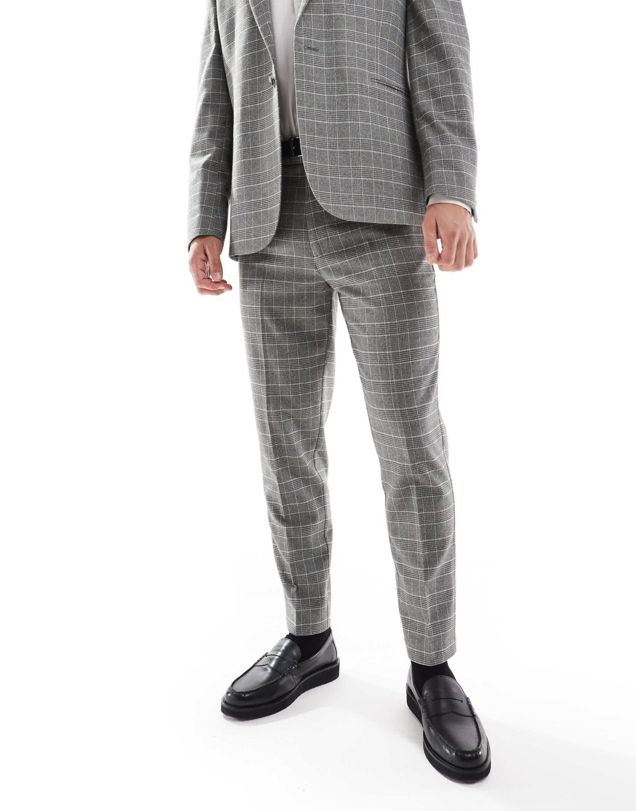 ASOS DESIGN slim suit trousers in brushed charcoal check - ASOS Sample Sale EU Store
