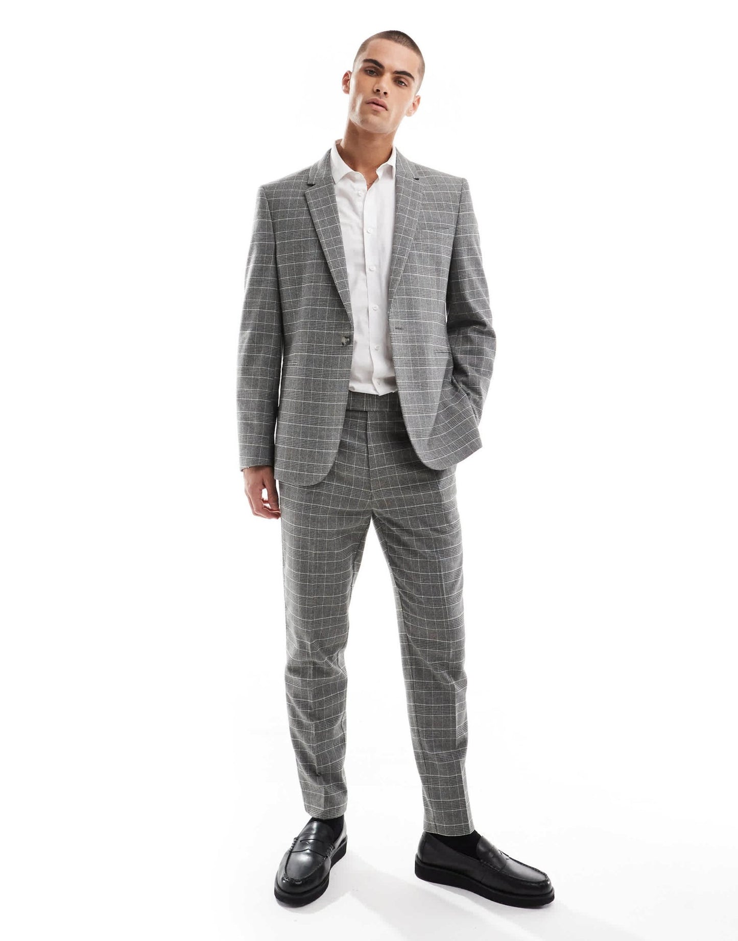 ASOS DESIGN slim suit trousers in brushed charcoal check - ASOS Sample Sale EU Store