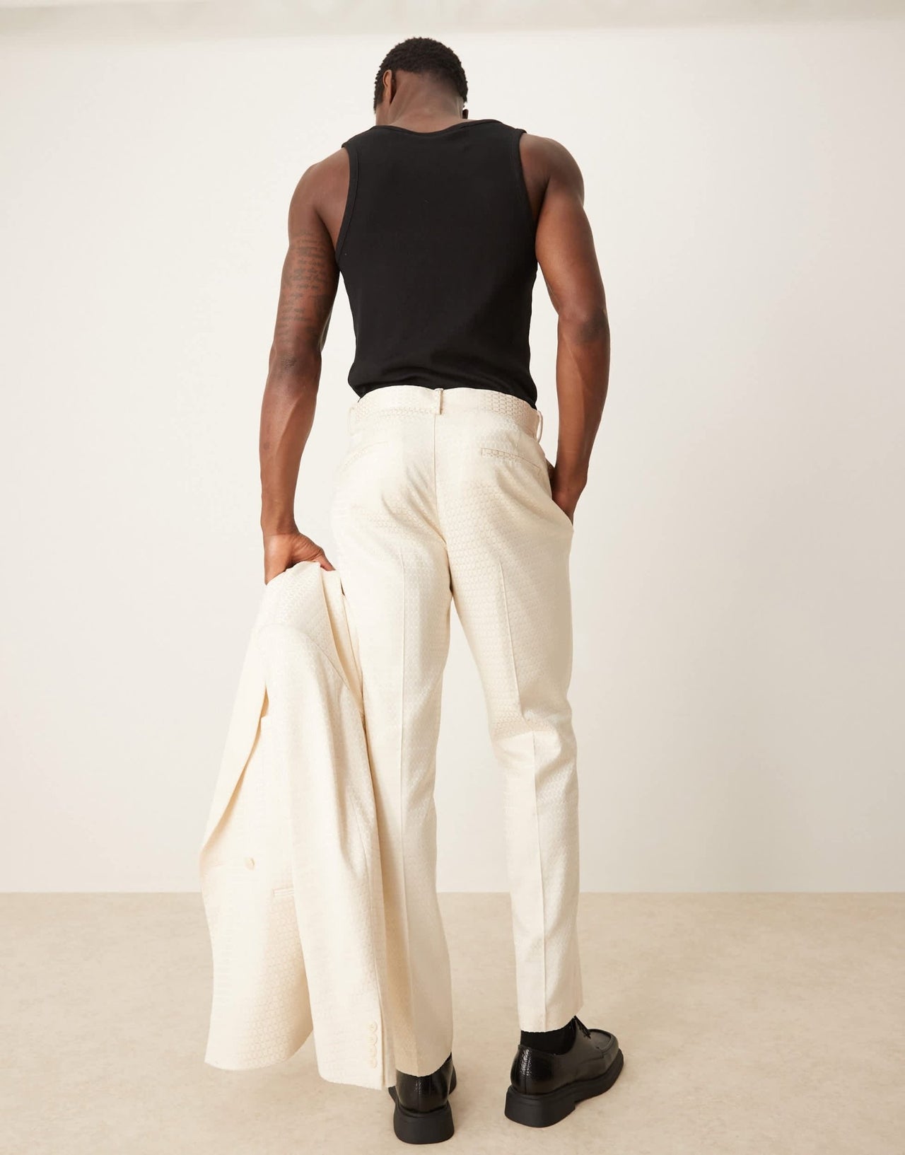 ASOS DESIGN slim suit trousers in cream geo jacquard - ASOS Sample Sale EU Store