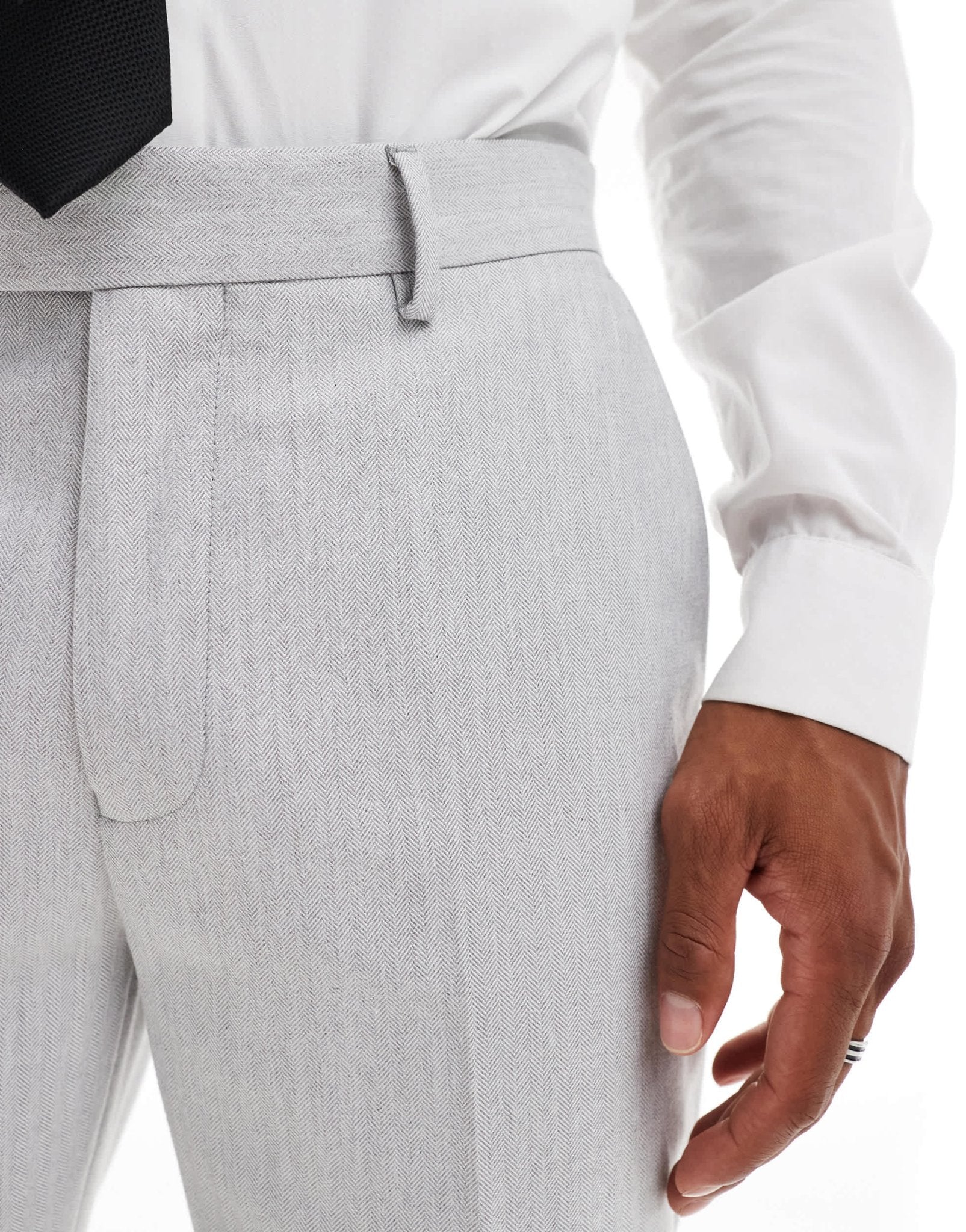 ASOS DESIGN slim suit trousers in grey herringbone - ASOS Sample Sale EU Store