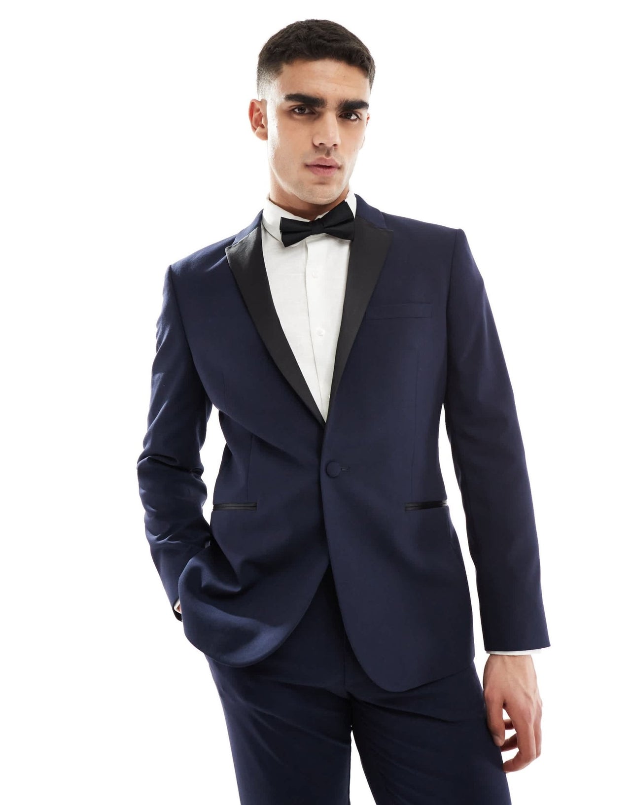 ASOS DESIGN slim tuxedo suit jacket in navy - ASOS Sample Sale EU Store