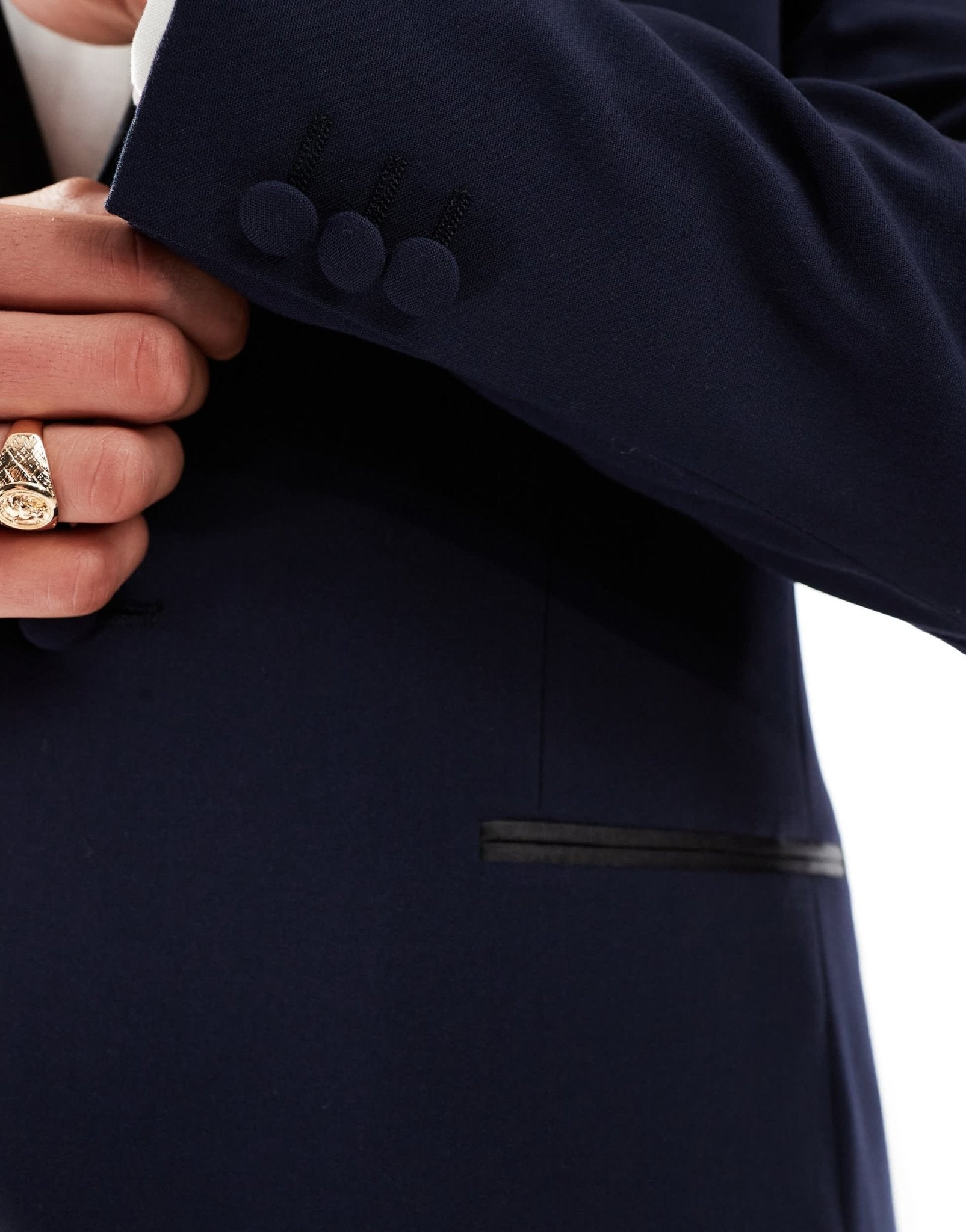 ASOS DESIGN slim tuxedo suit jacket in navy - ASOS Sample Sale EU Store