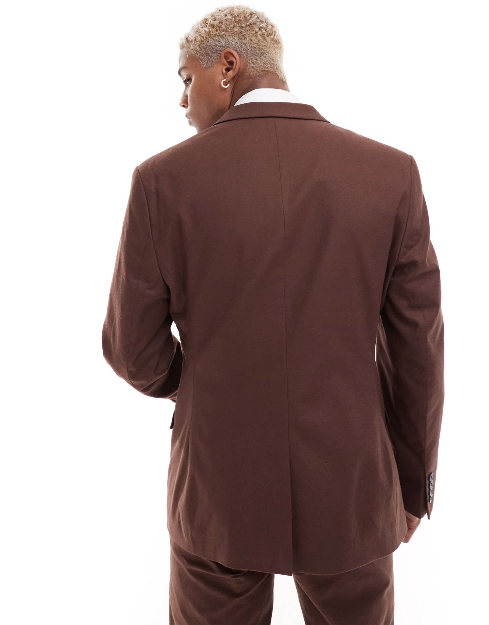 ASOS DESIGN slim with linen suit jacket in brown - ASOS Sample Sale EU Store