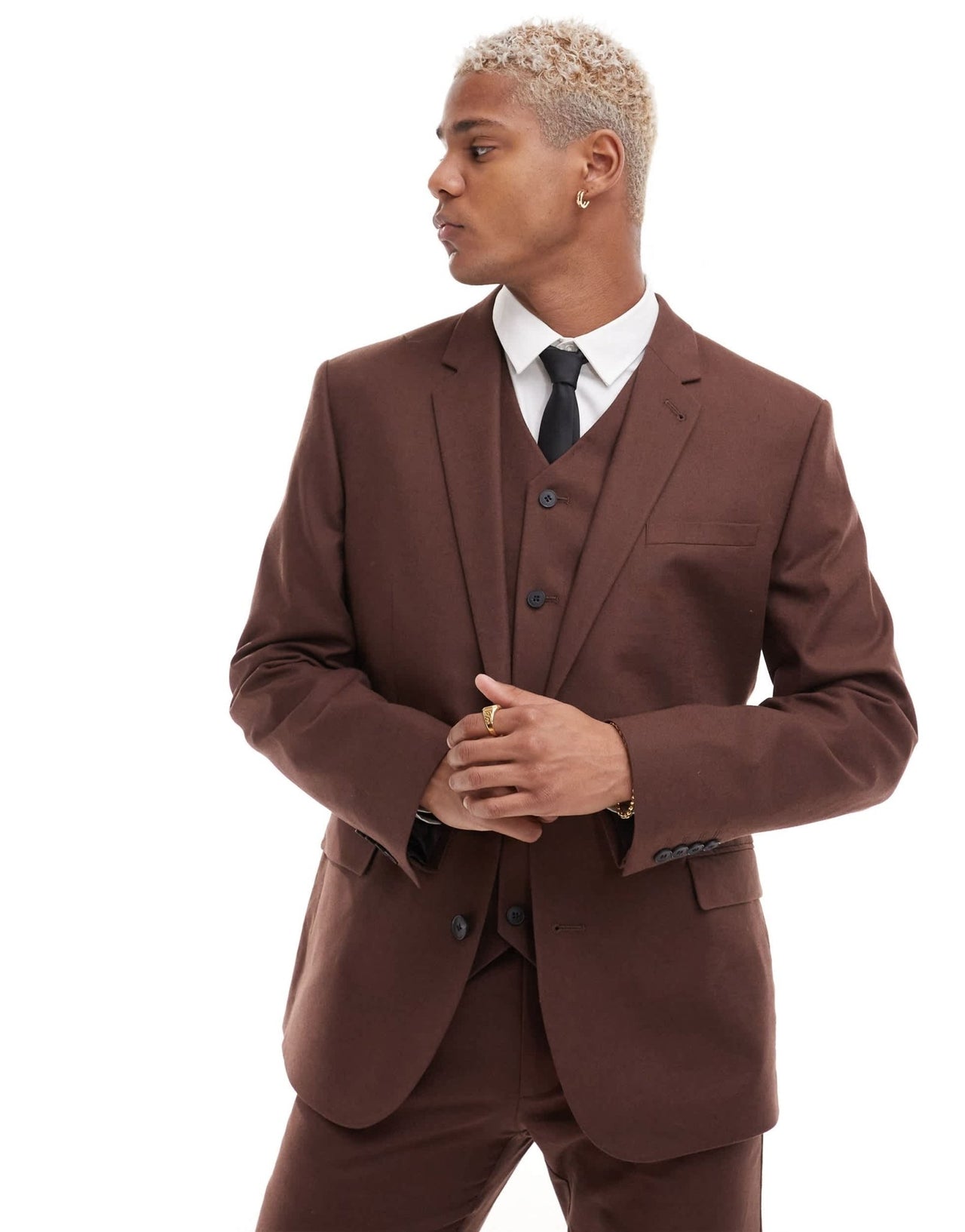 ASOS DESIGN slim with linen suit jacket in brown - ASOS Sample Sale EU Store