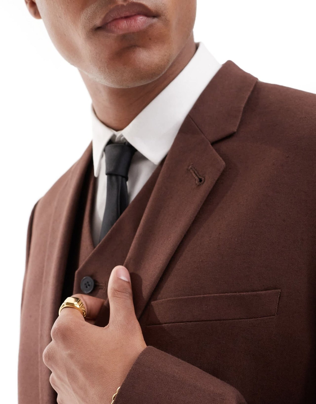 ASOS DESIGN slim with linen suit jacket in brown - ASOS Sample Sale EU Store