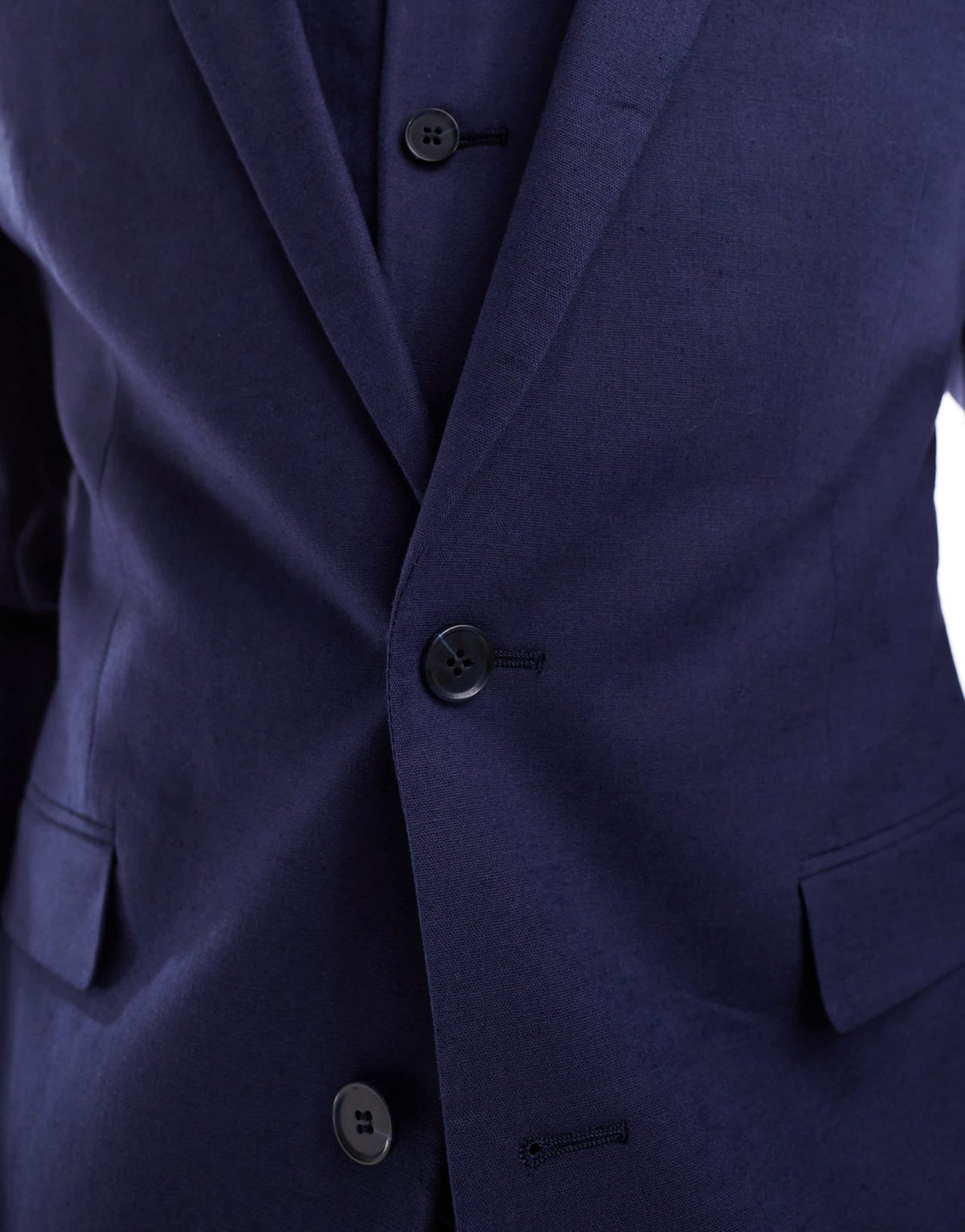 ASOS DESIGN slim with linen suit jacket in navy - ASOS Sample Sale EU Store
