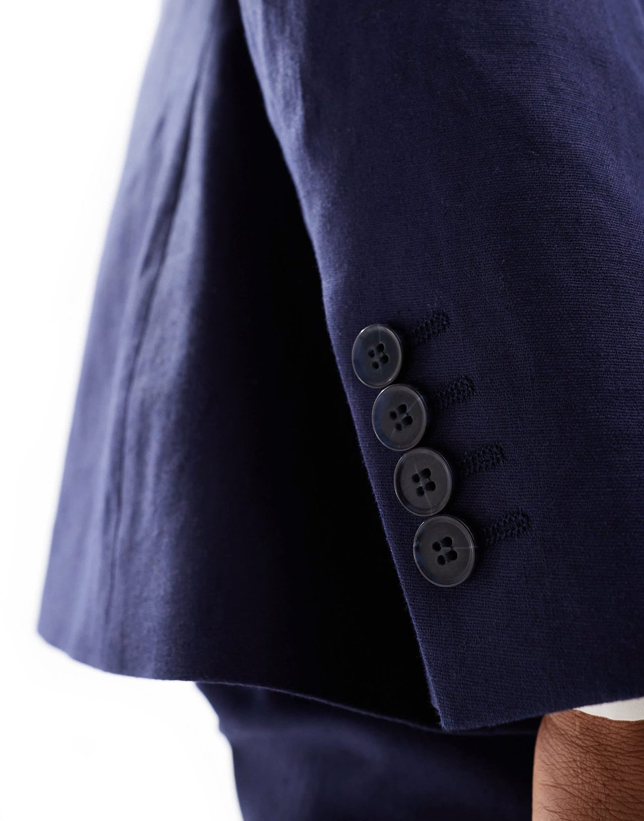 ASOS DESIGN slim with linen suit jacket in navy - ASOS Sample Sale EU Store