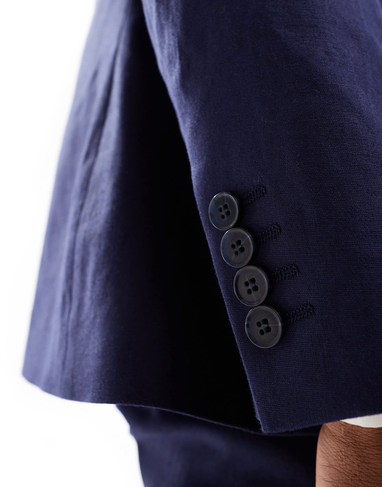 ASOS DESIGN slim with linen suit jacket in navy - ASOS Sample Sale EU Store