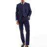 ASOS DESIGN slim with linen suit jacket in navy