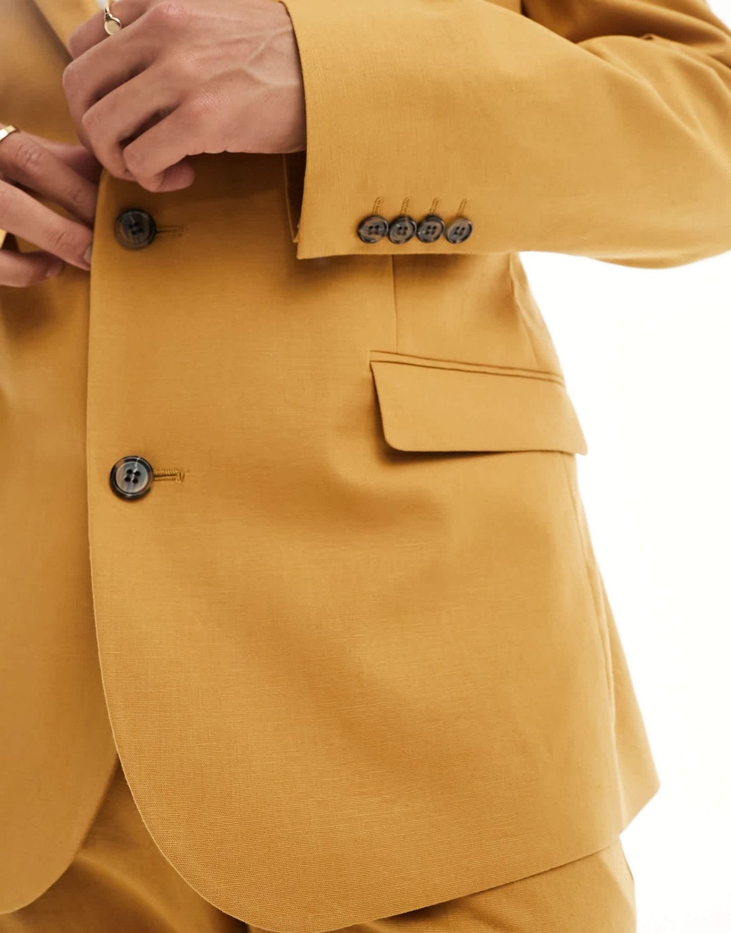 ASOS DESIGN slim with linen suit jacket in rust - ASOS Sample Sale EU Store