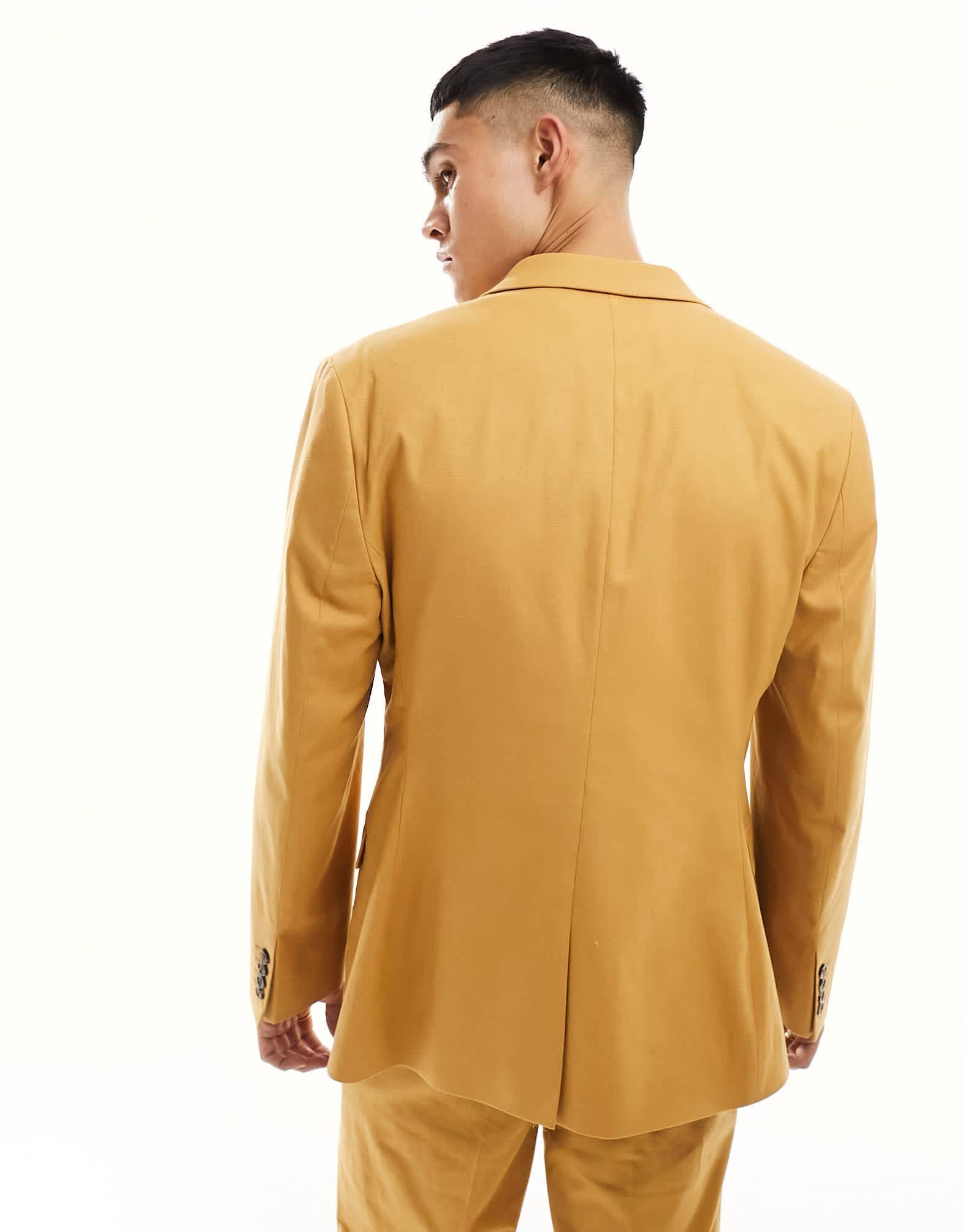 ASOS DESIGN slim with linen suit jacket in rust - ASOS Sample Sale EU Store