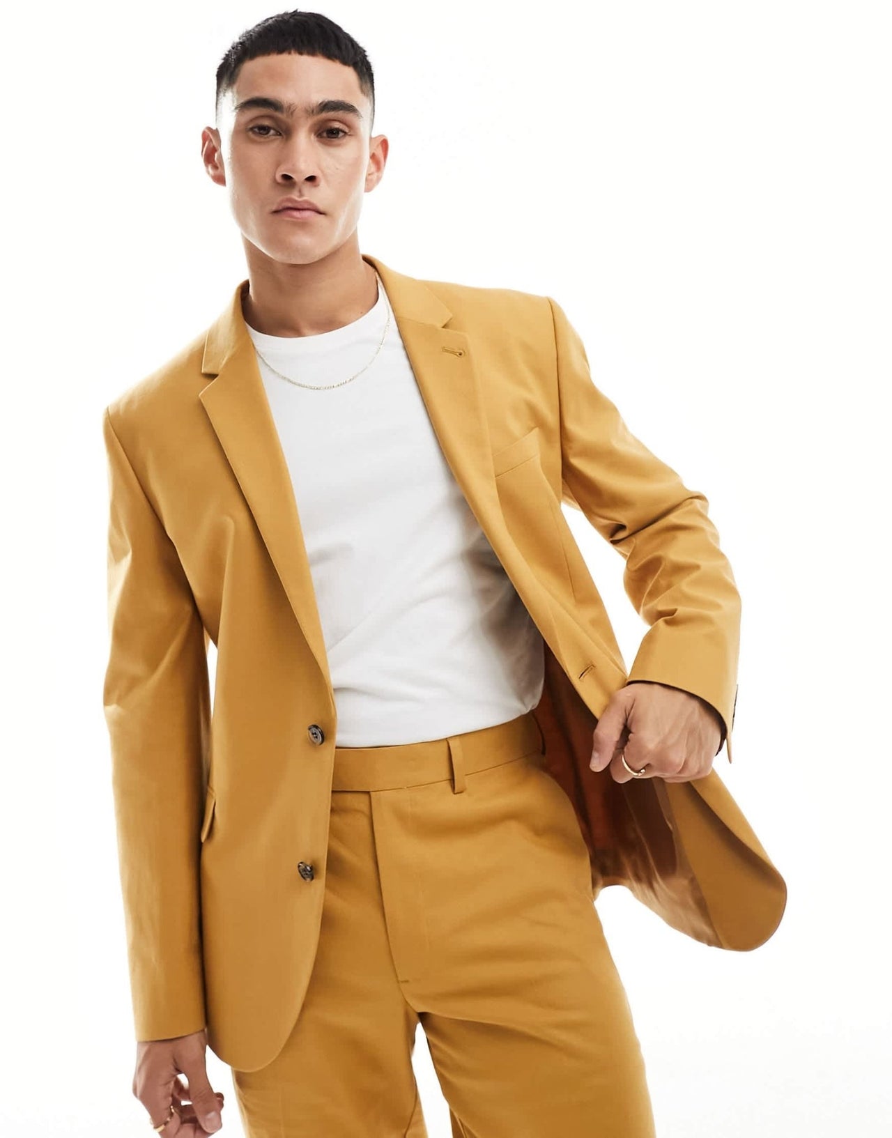 ASOS DESIGN slim with linen suit jacket in rust - ASOS Sample Sale EU Store