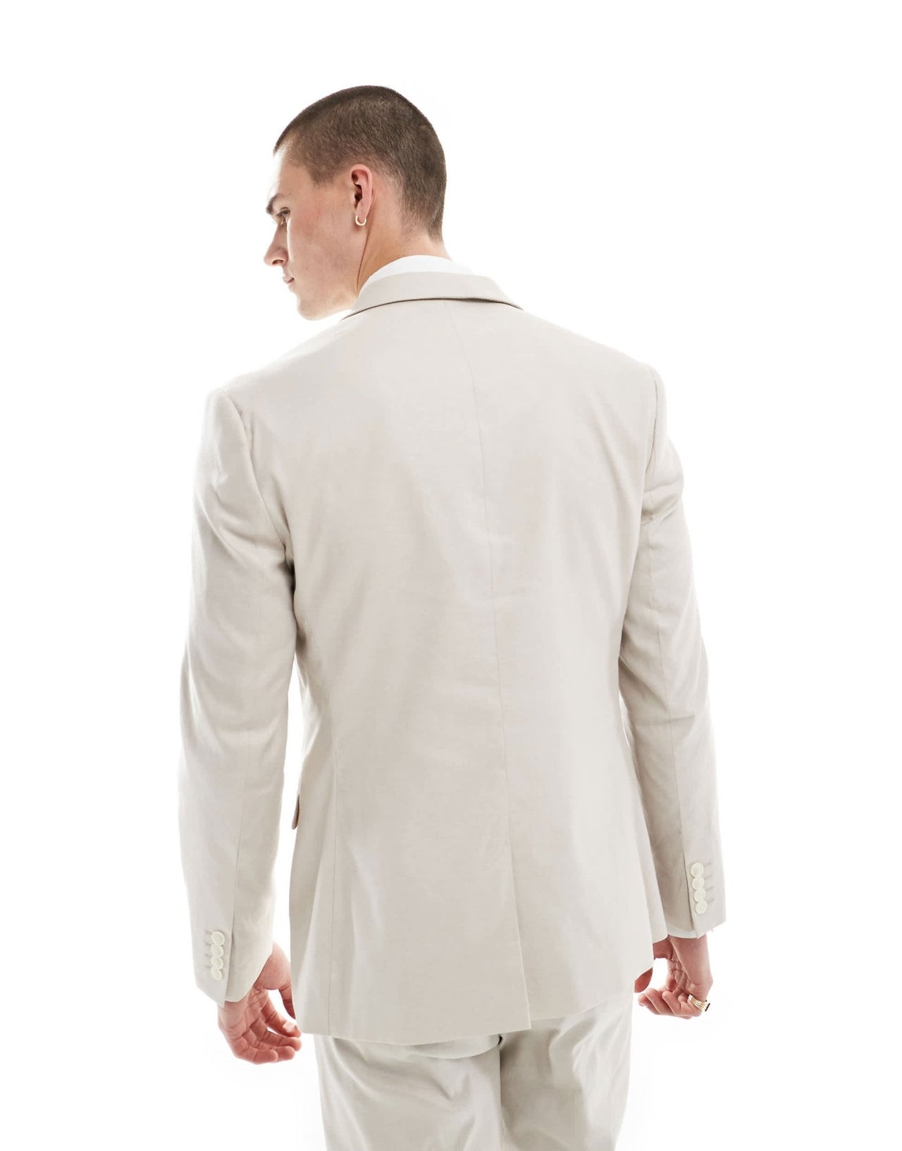 ASOS DESIGN slim with linen suit jacket in stone - ASOS Sample Sale EU Store