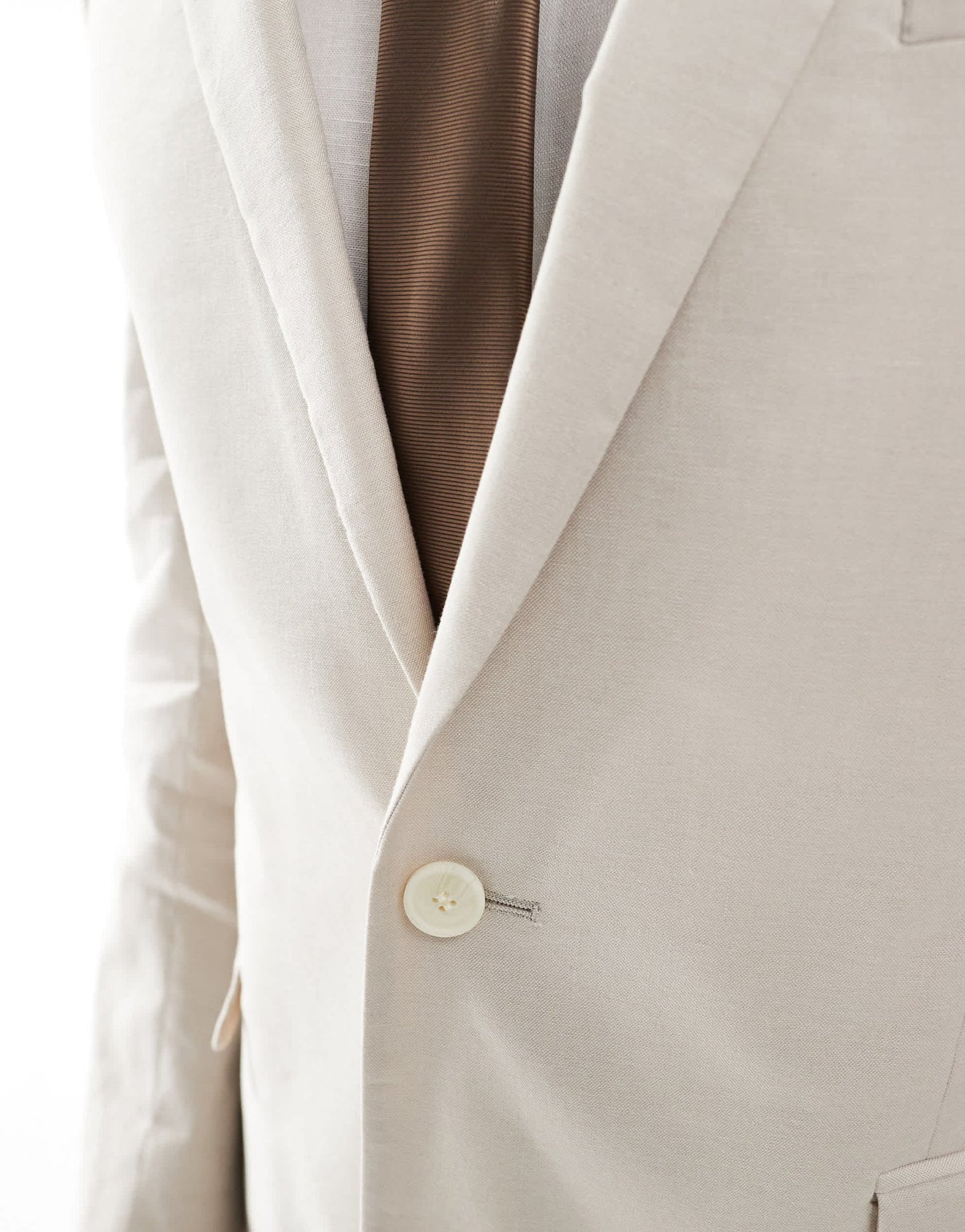 ASOS DESIGN slim with linen suit jacket in stone - ASOS Sample Sale EU Store
