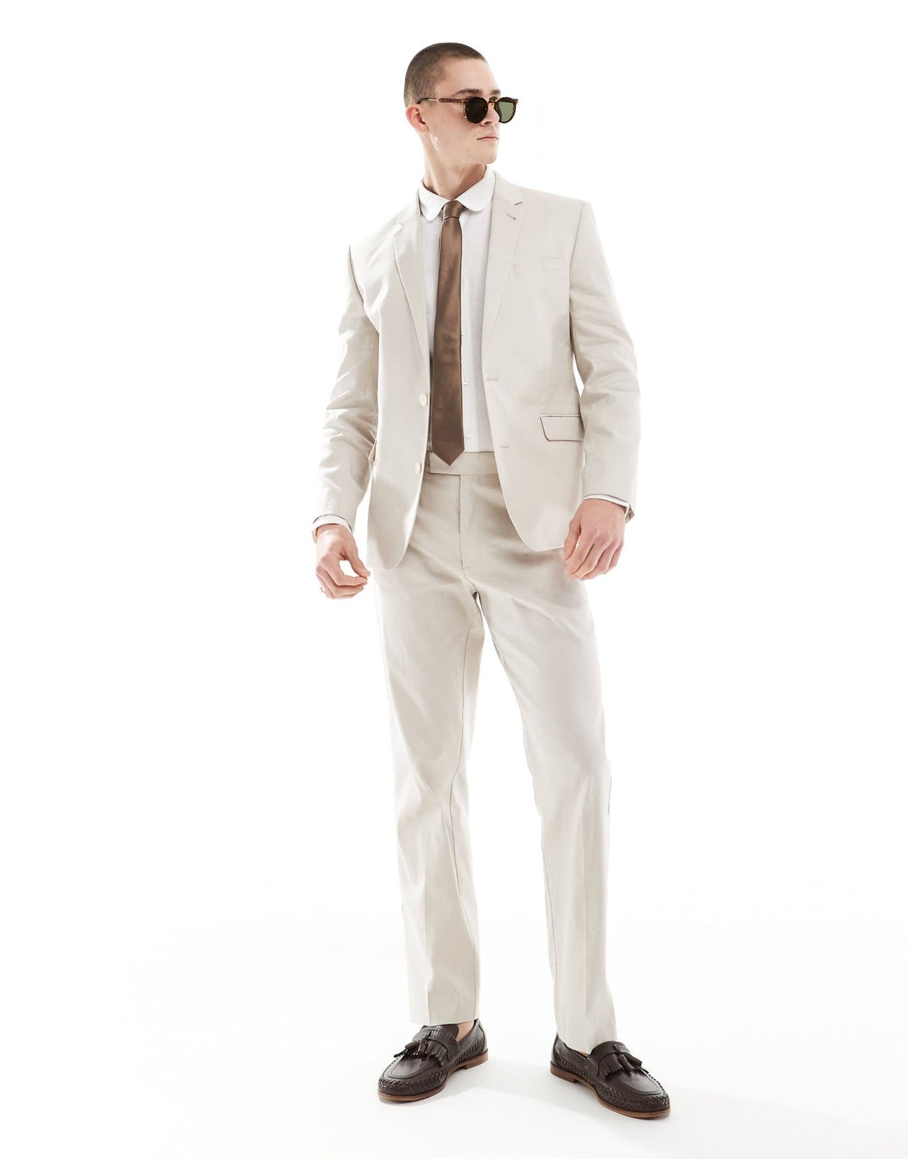 ASOS DESIGN slim with linen suit jacket in stone - ASOS Sample Sale EU Store