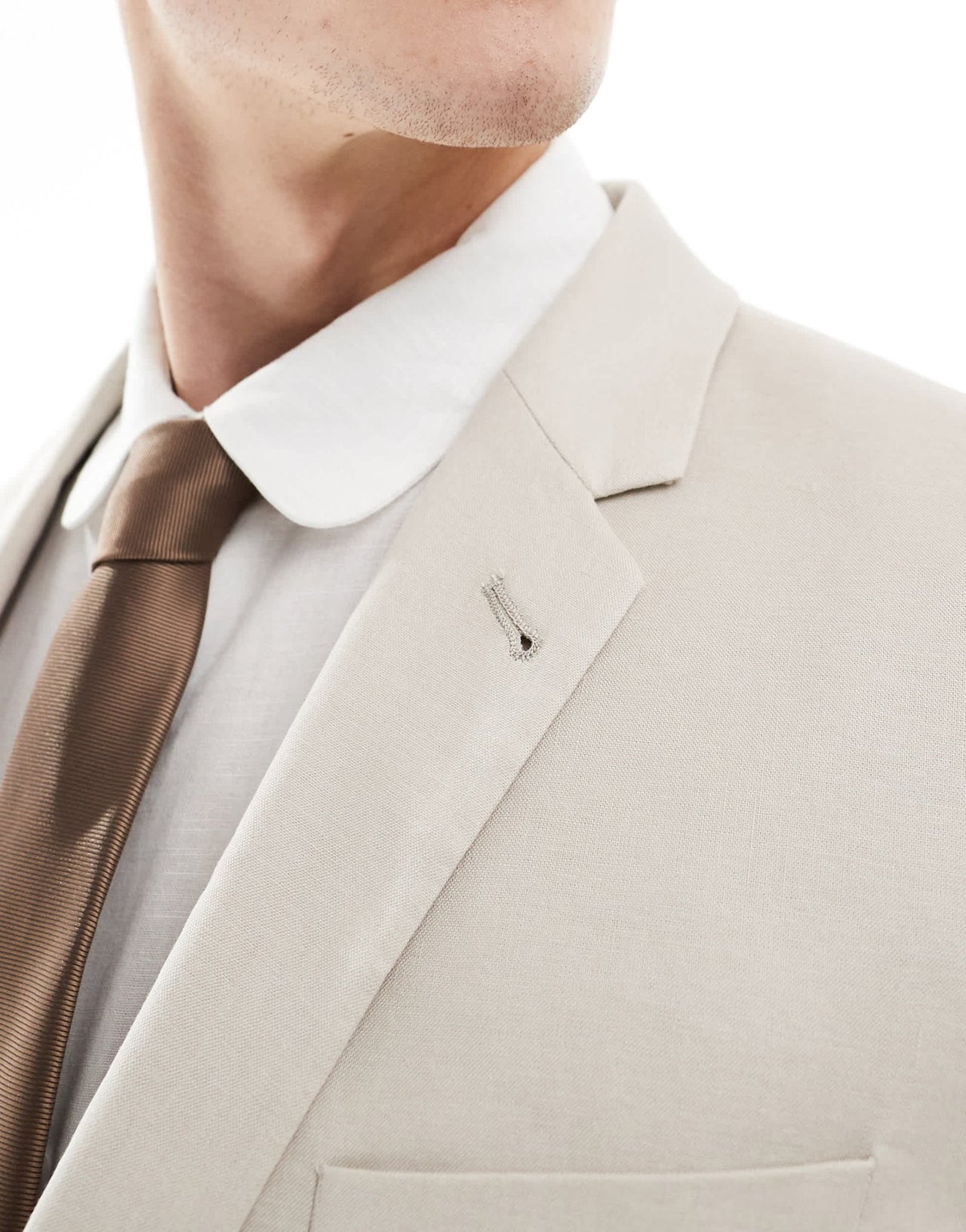 ASOS DESIGN slim with linen suit jacket in stone - ASOS Sample Sale EU Store
