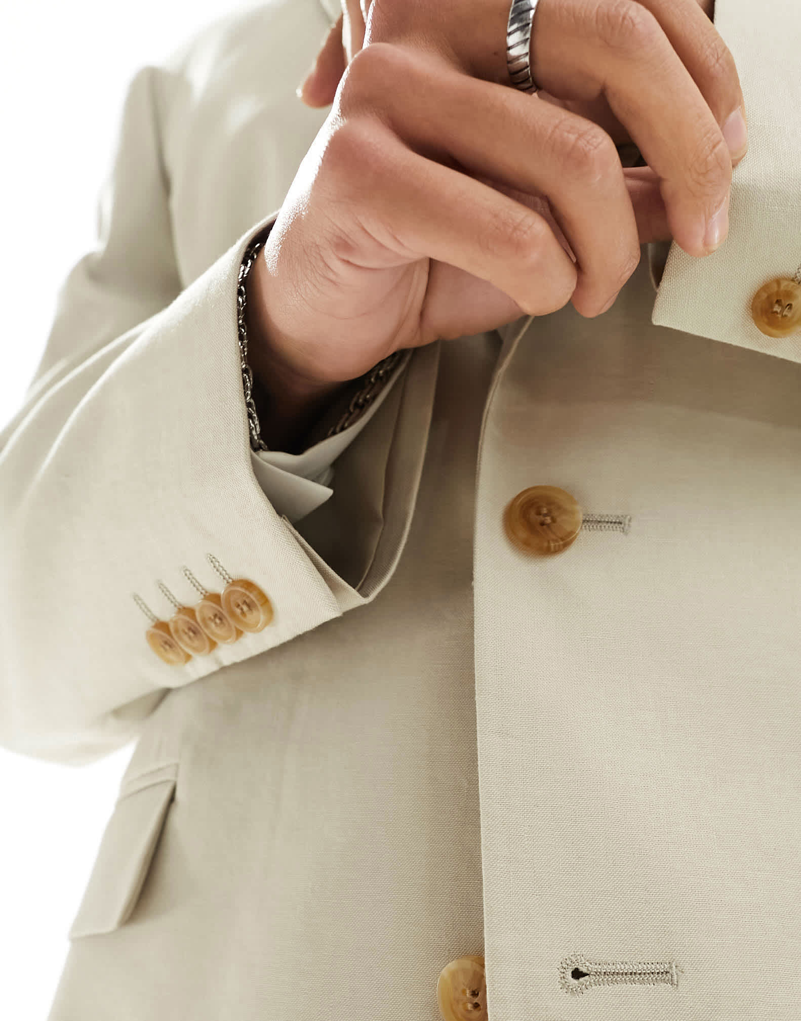 ASOS DESIGN slim with linen suit jacket in stone - ASOS Sample Sale EU Store