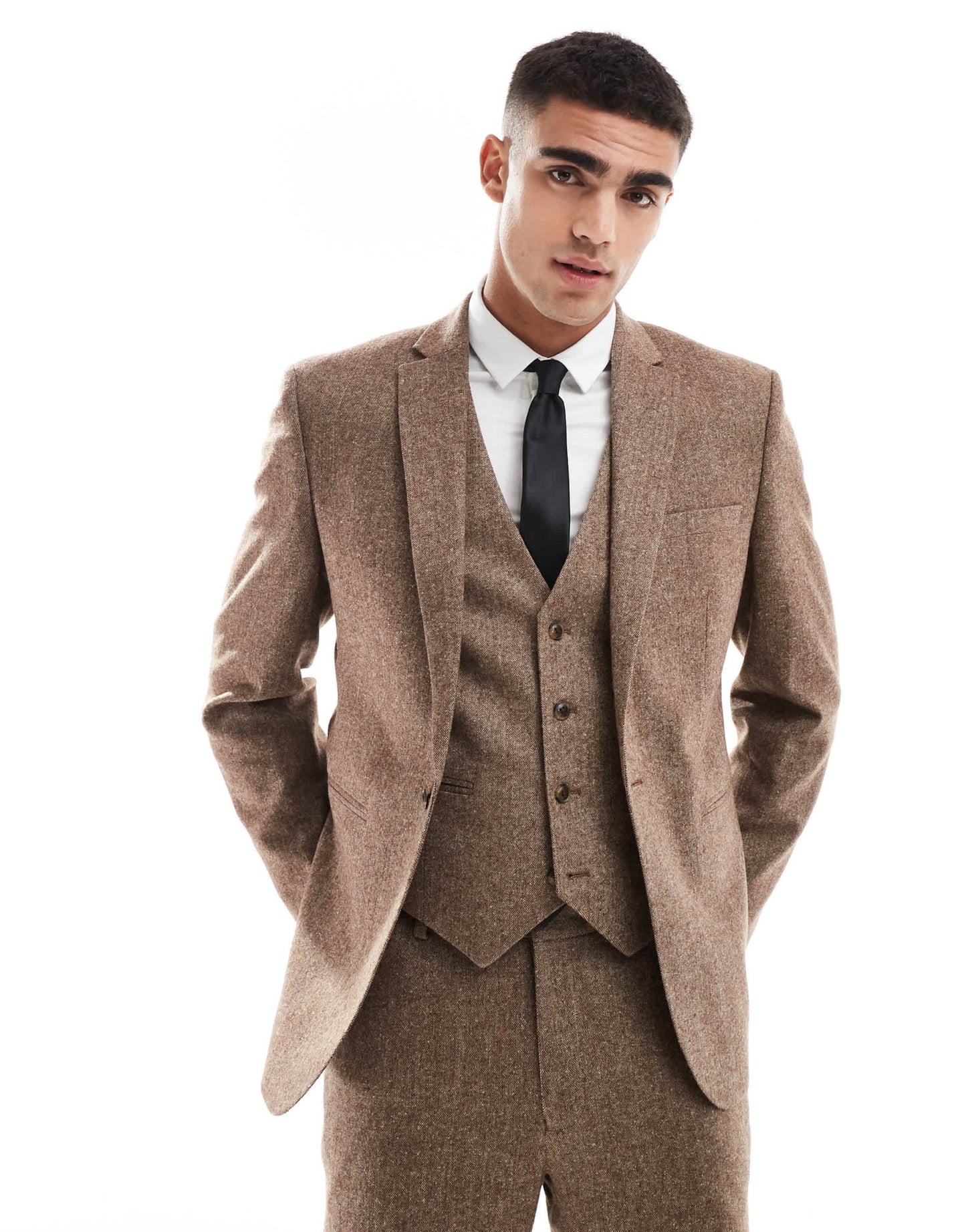 ASOS DESIGN slim wool blend suit jacket in brown - ASOS Sample Sale EU Store
