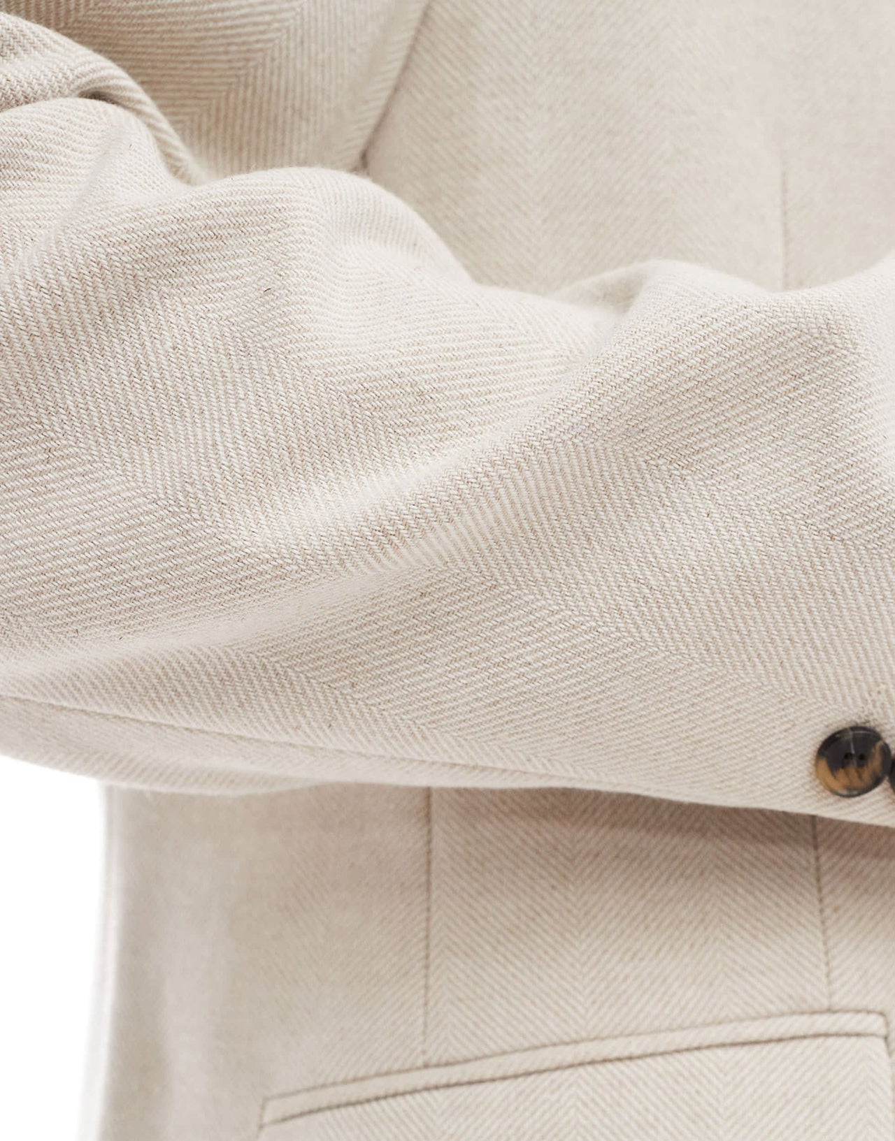 ASOS DESIGN slim wool blend suit jacket in stone herringbone - ASOS Sample Sale EU Store
