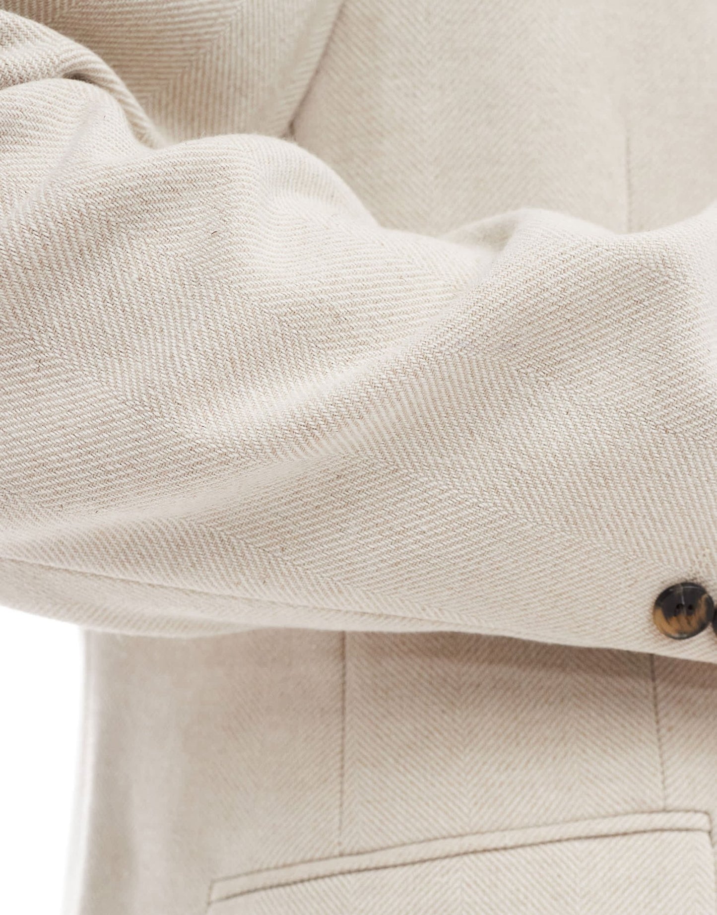 ASOS DESIGN slim wool blend suit jacket in stone herringbone - ASOS Sample Sale EU Store